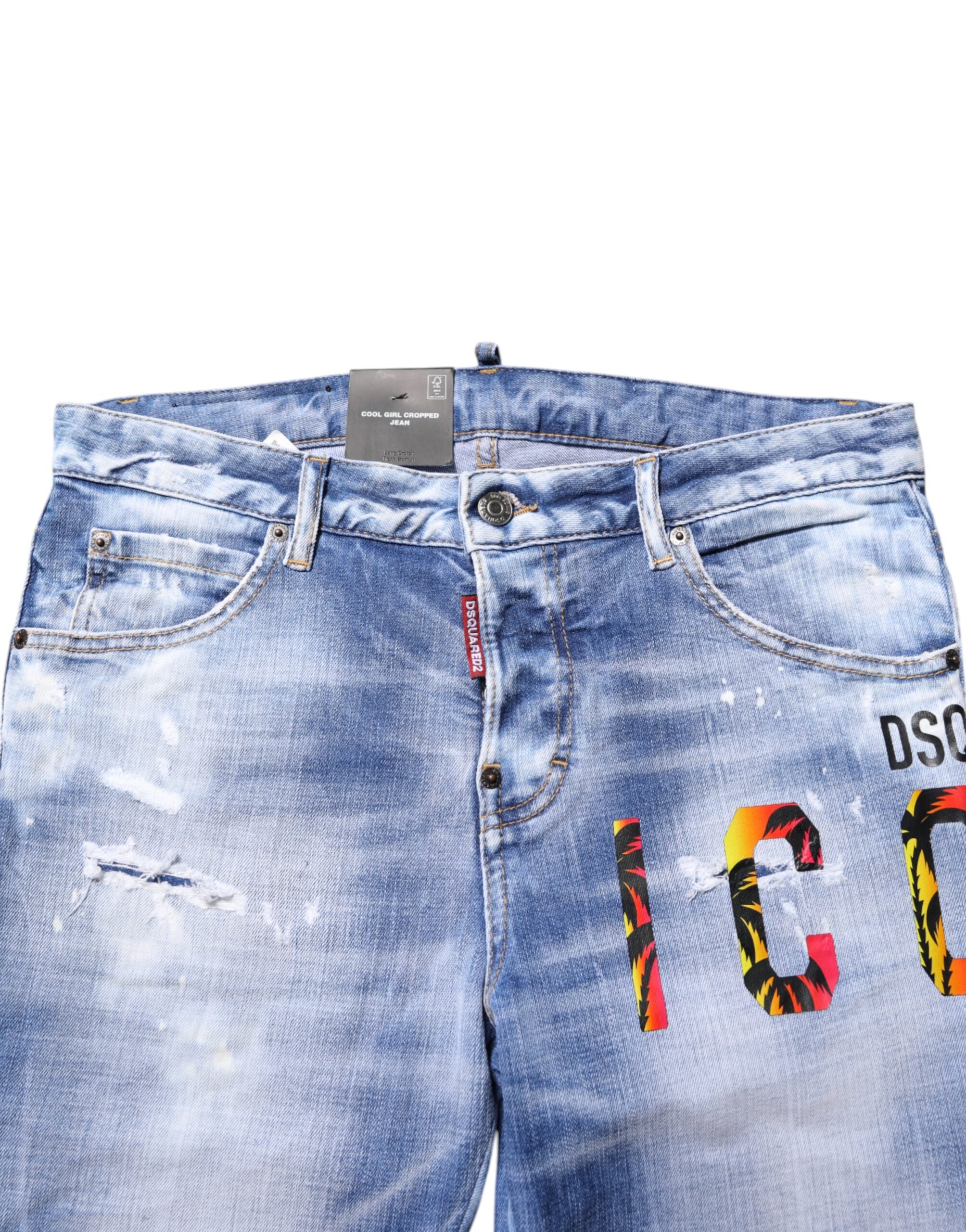 Dsquared² Blue skinny denim jeans in washed cotton with a mid-waisted cut-4