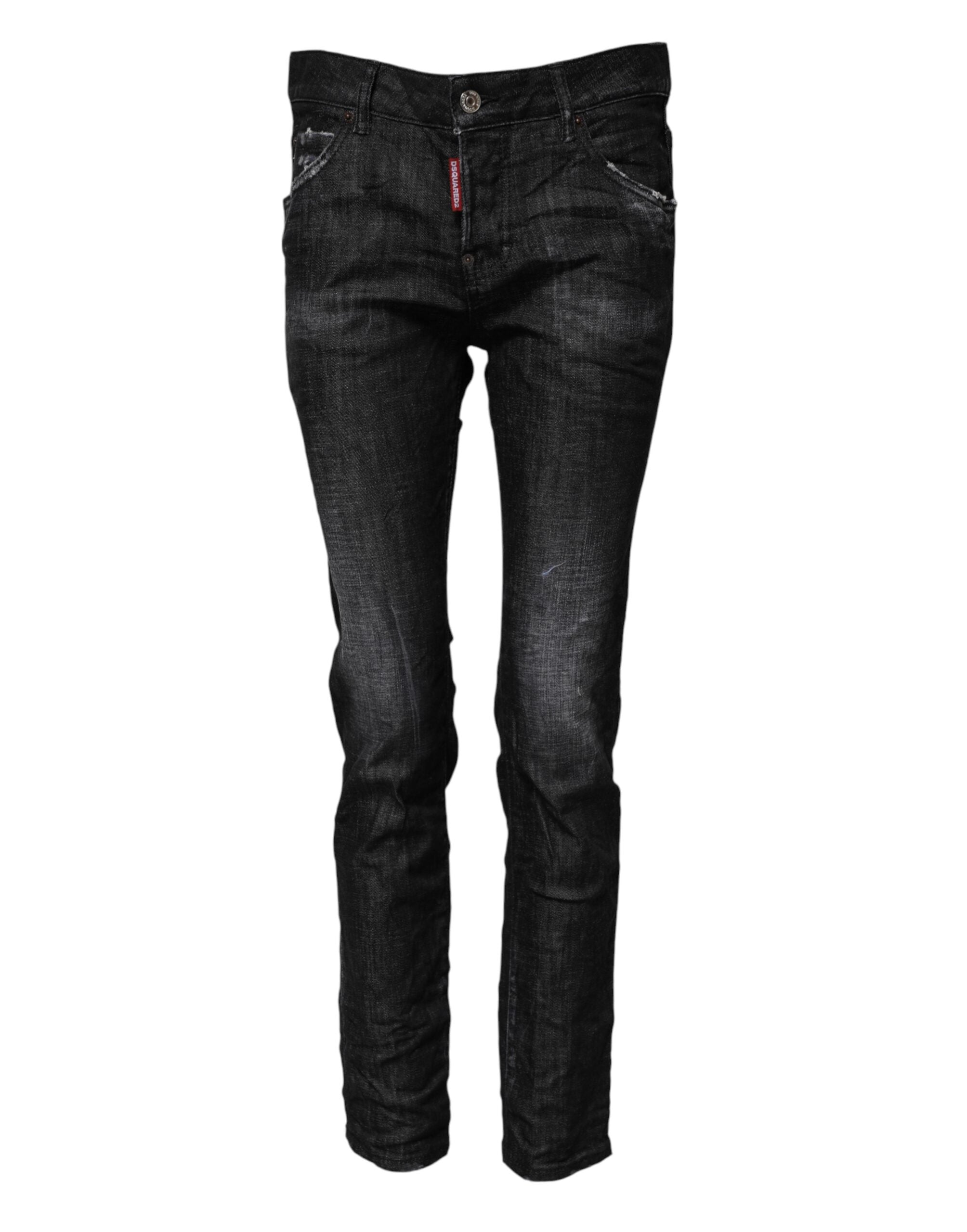 Dsquared² Schwarze Skinny-Jeans aus gewaschener Baumwolle mit mittlerer Taille-2