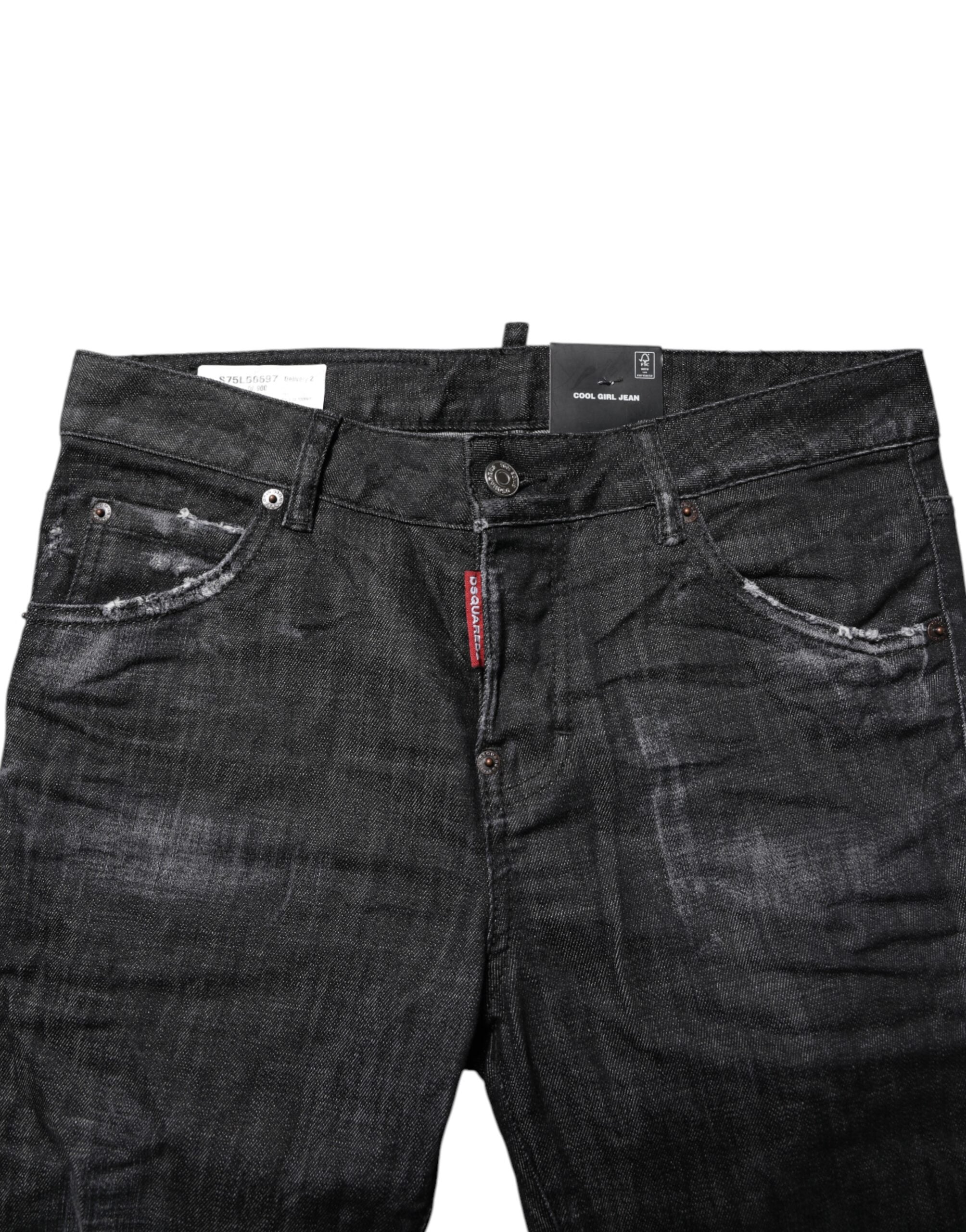 Dsquared² Schwarze Skinny-Jeans aus gewaschener Baumwolle mit mittlerer Taille-4