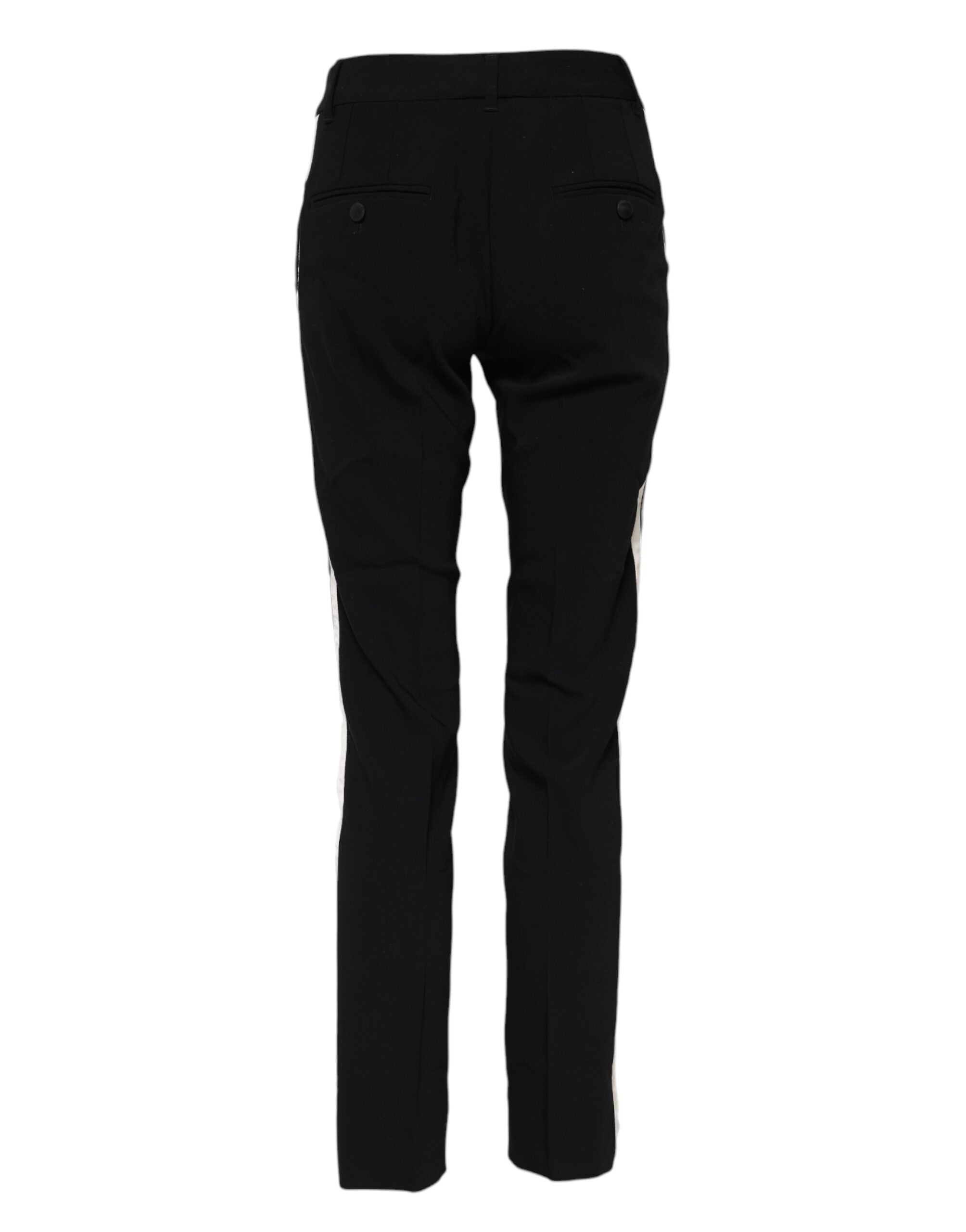 Dolce & Gabbana Schwarze Wollhose mit mittlerer Taille und konisch zulaufendem Kleid-3