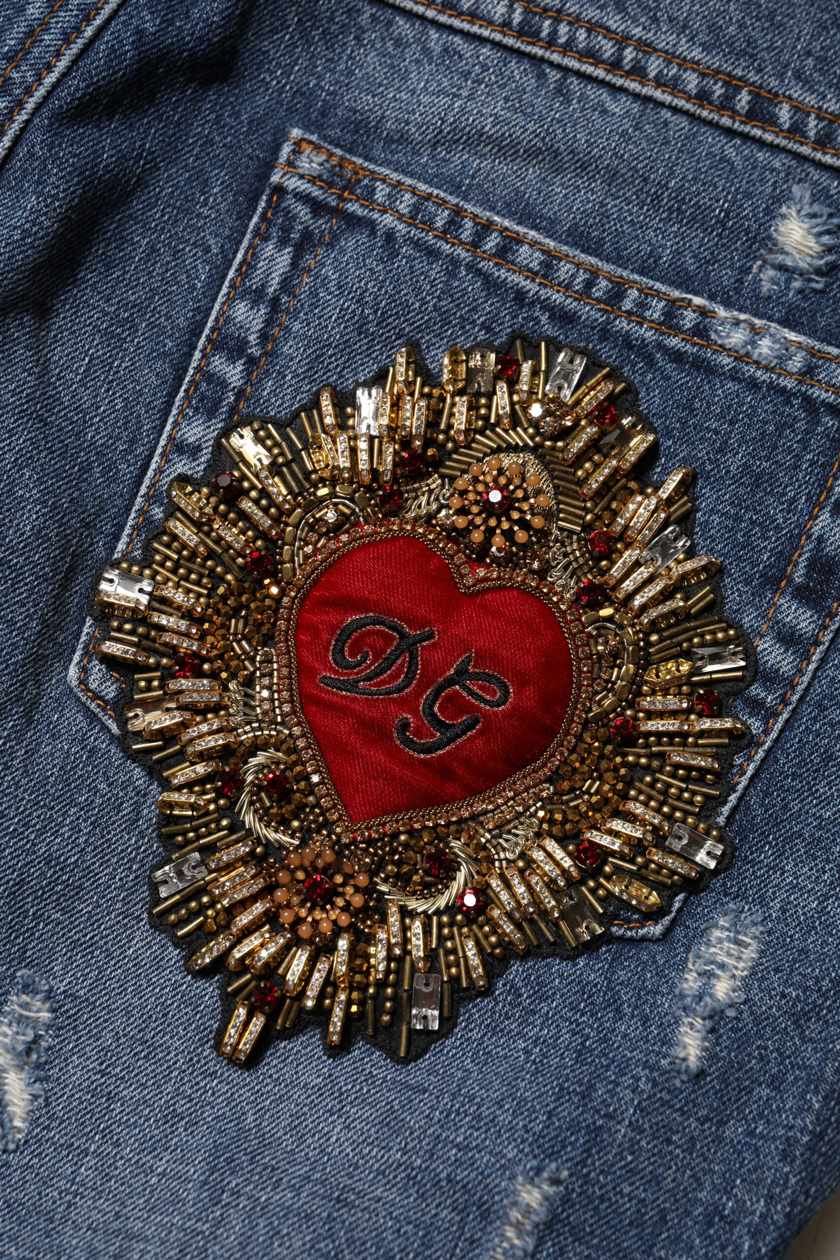 Dolce & Gabbana Blue distressed boyfriend denim jeans made of cotton-5