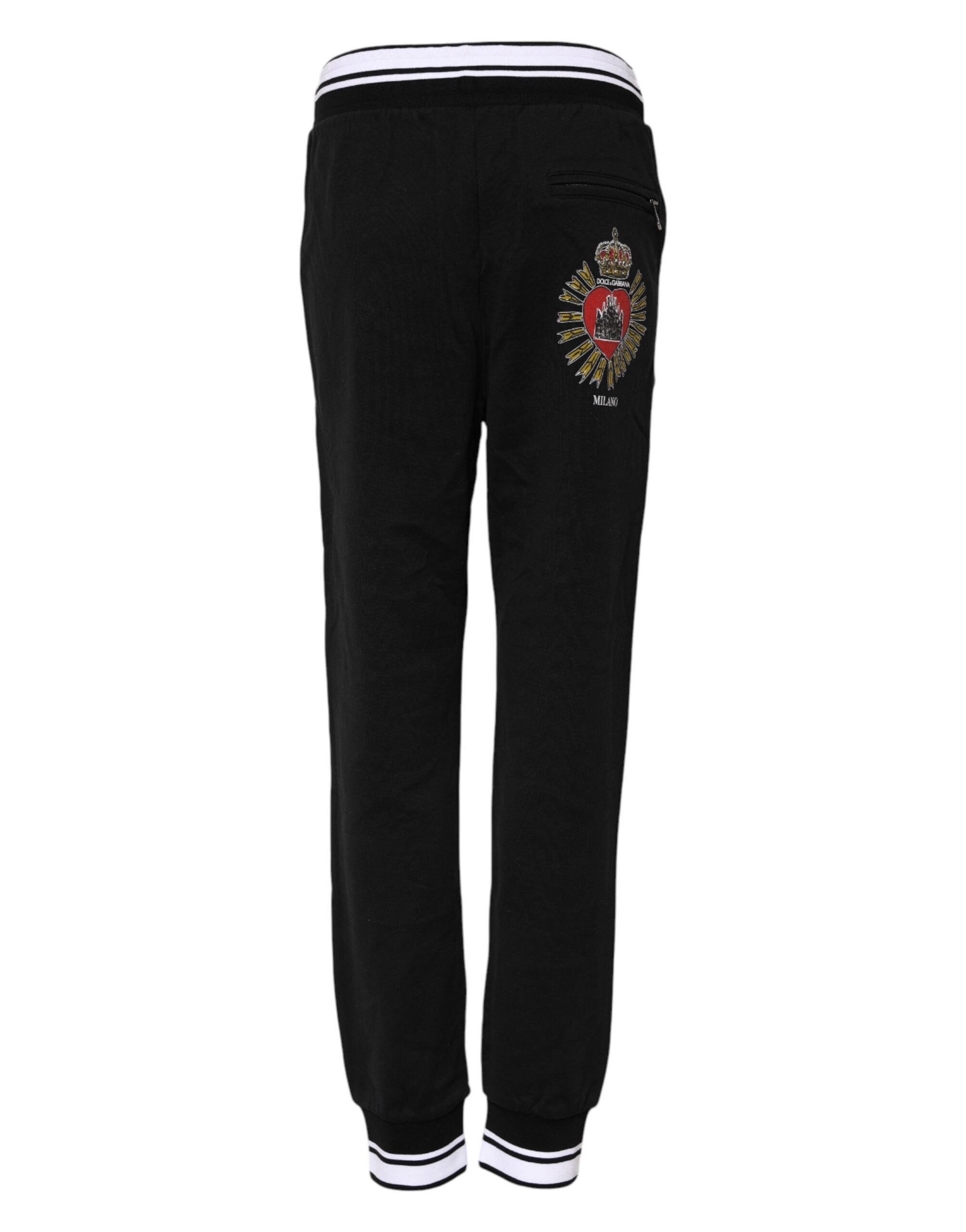 Dolce & Gabbana Black Cotton Jogger Trousers with Mid Waist-3