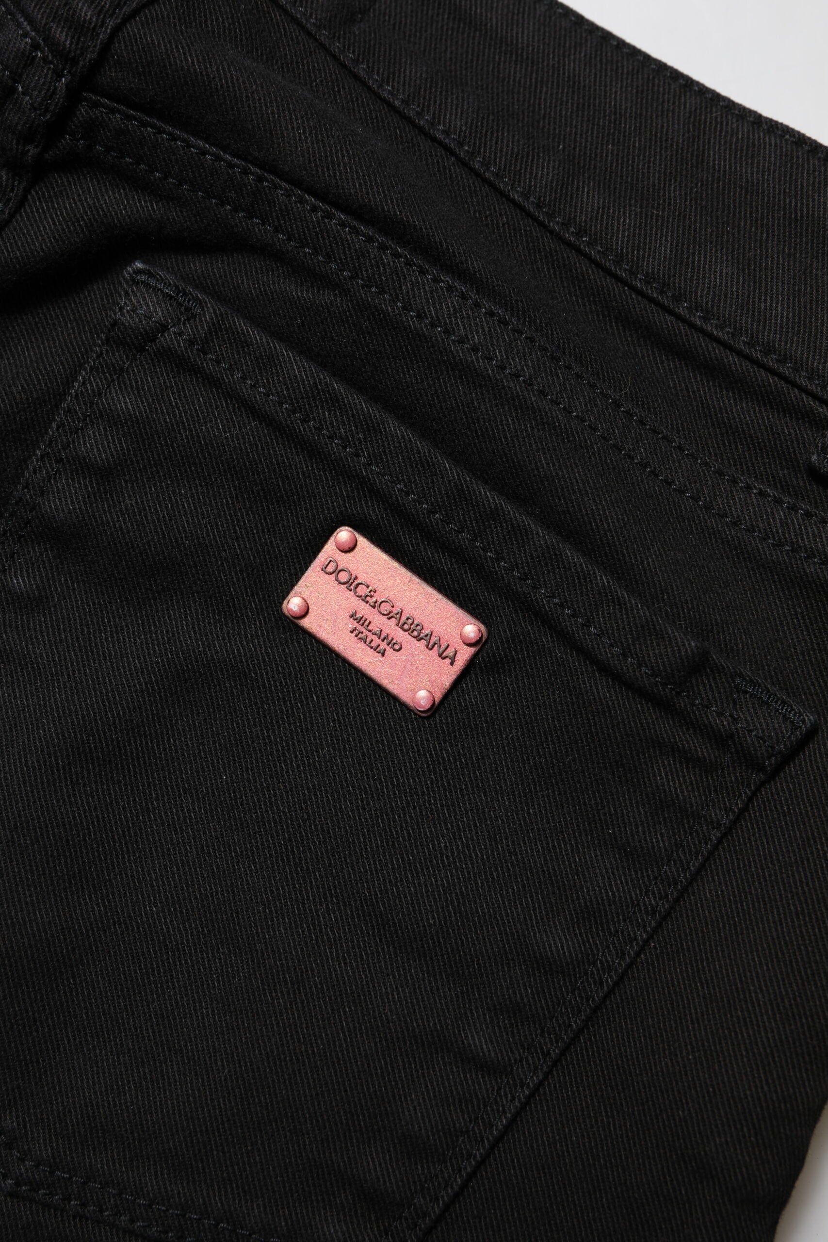 Vaqueros ajustados negros de talle medio de Dolce & Gabbana en algodón-5