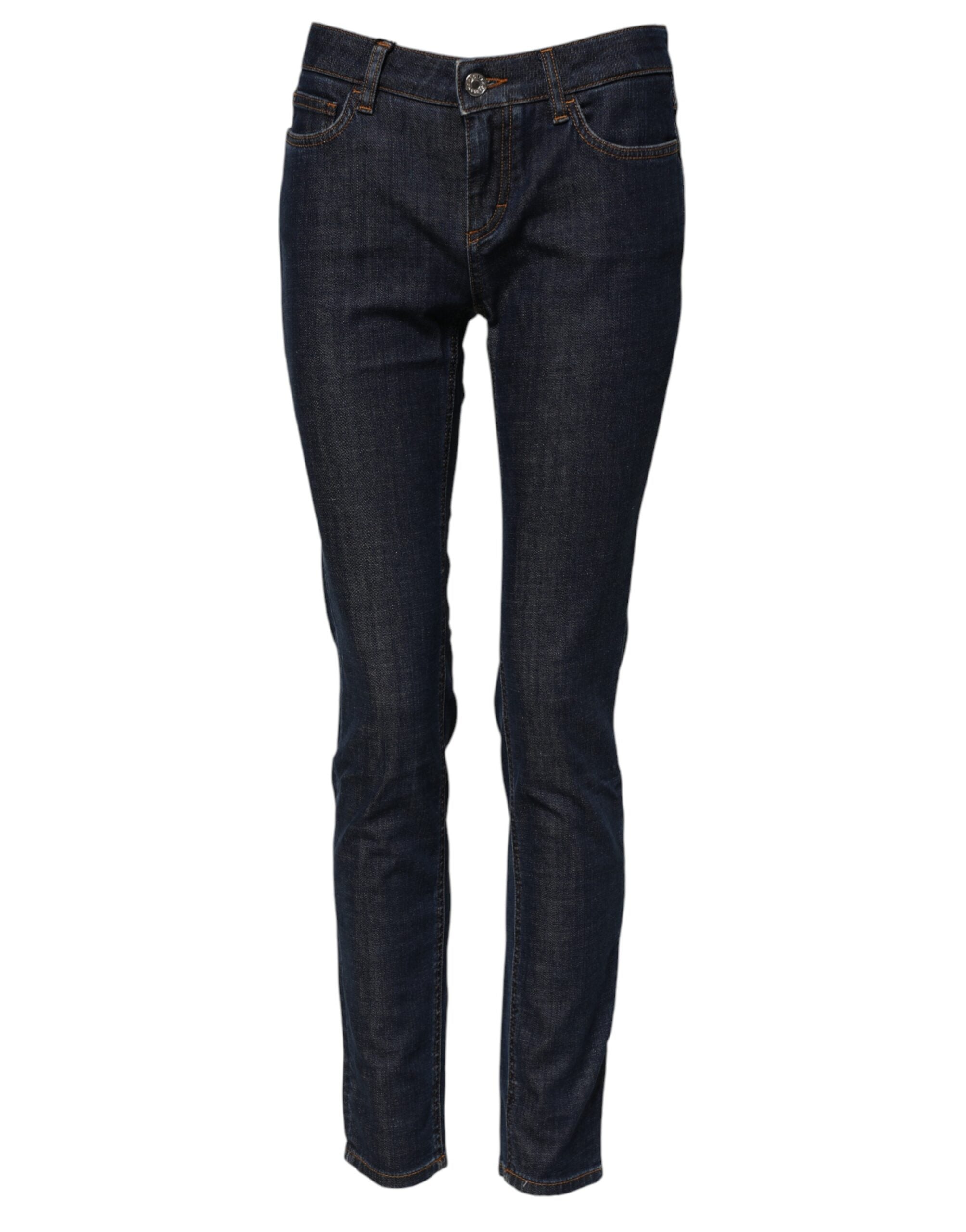 Dolce & Gabbana Blue Skinny Denim Jeans with Mid Waist in Cotton-2