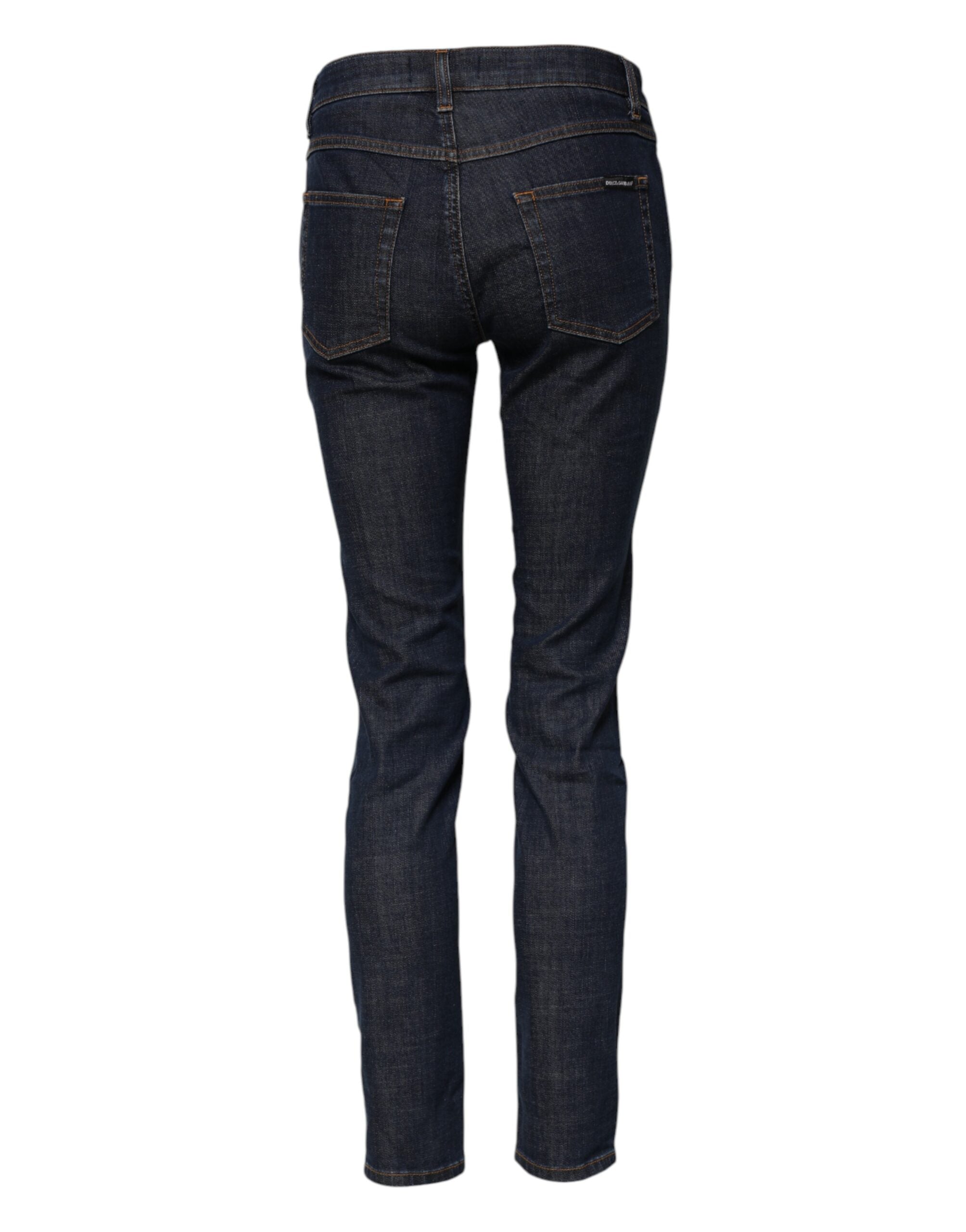 Dolce & Gabbana Blue Skinny Denim Jeans with Mid Waist in Cotton-3