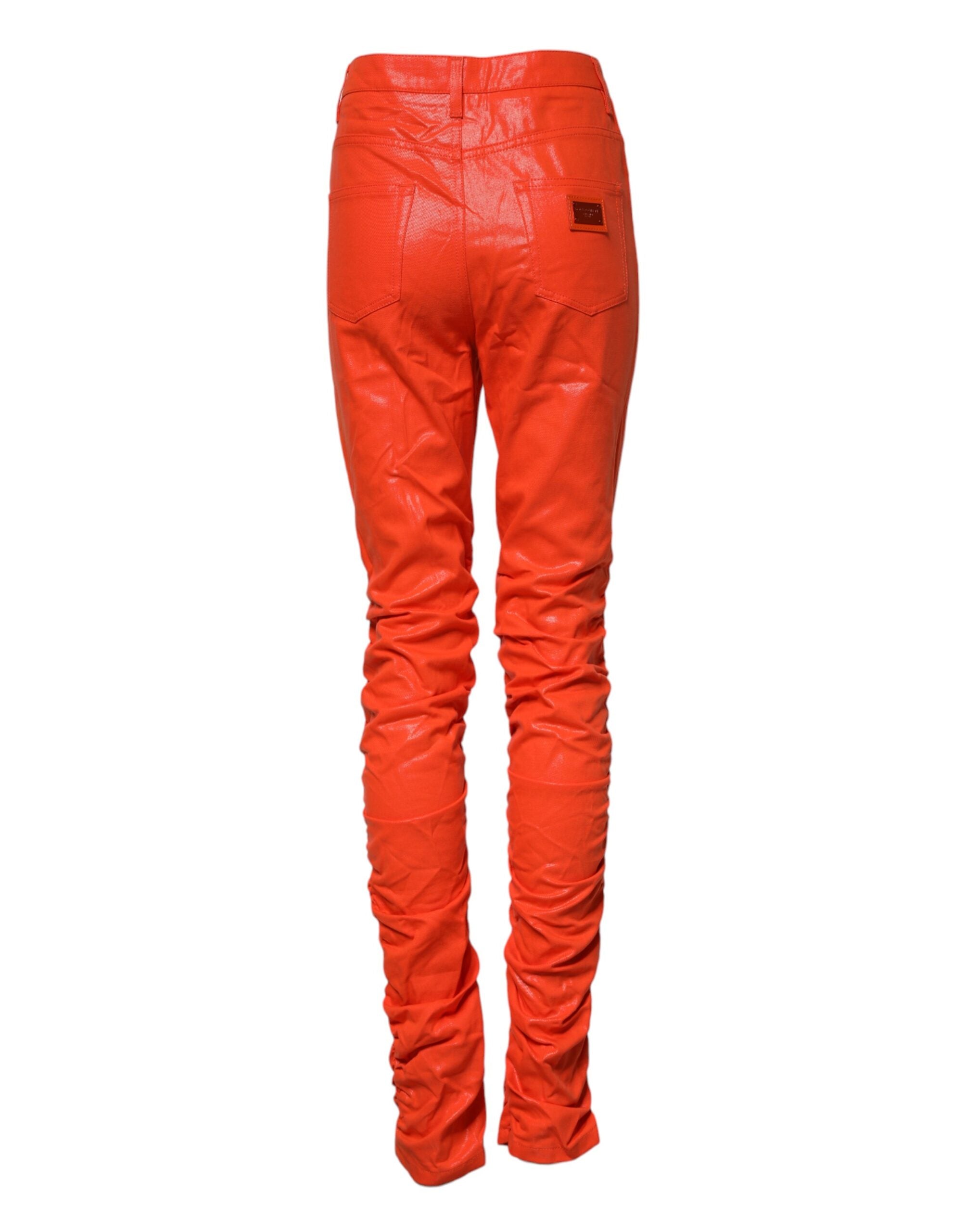 Dolce & Gabbana Orangefarbene Denim-Jeans mit hoher Taille aus Baumwolle-3