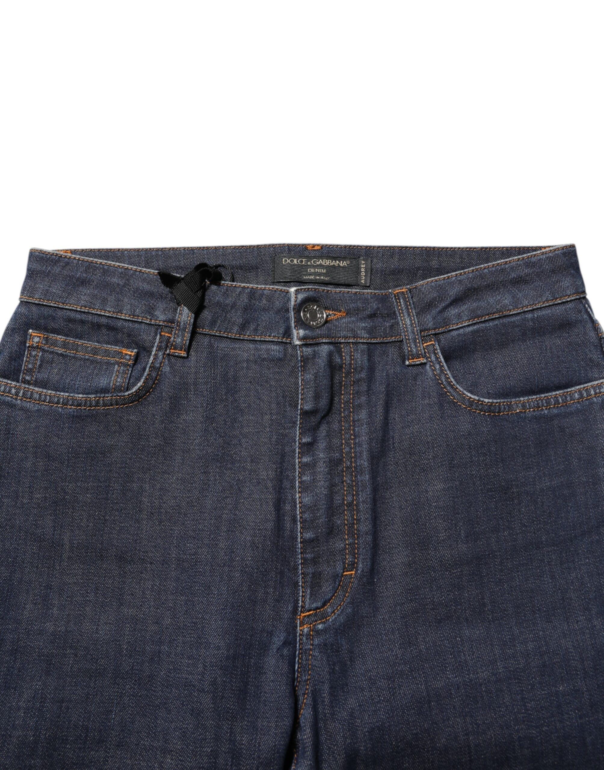 Dolce & Gabbana Blue Queen Patch AUDREY Mid Waist Denim Jeans-4