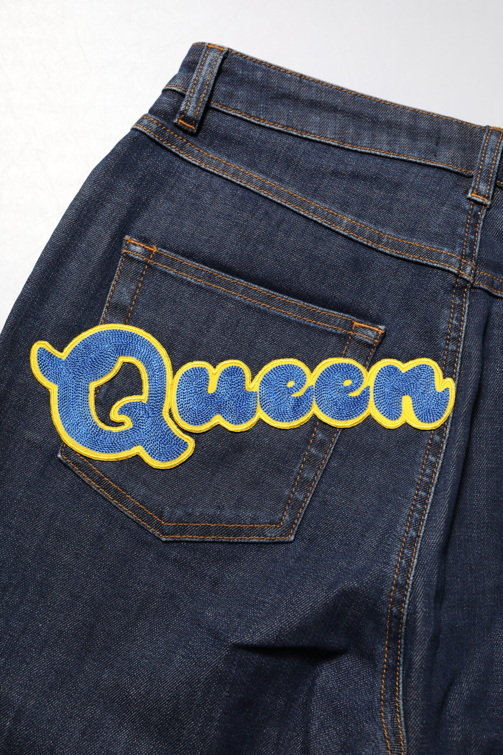 Dolce & Gabbana Blue Queen Patch AUDREY Mid Waist Denim Jeans-5