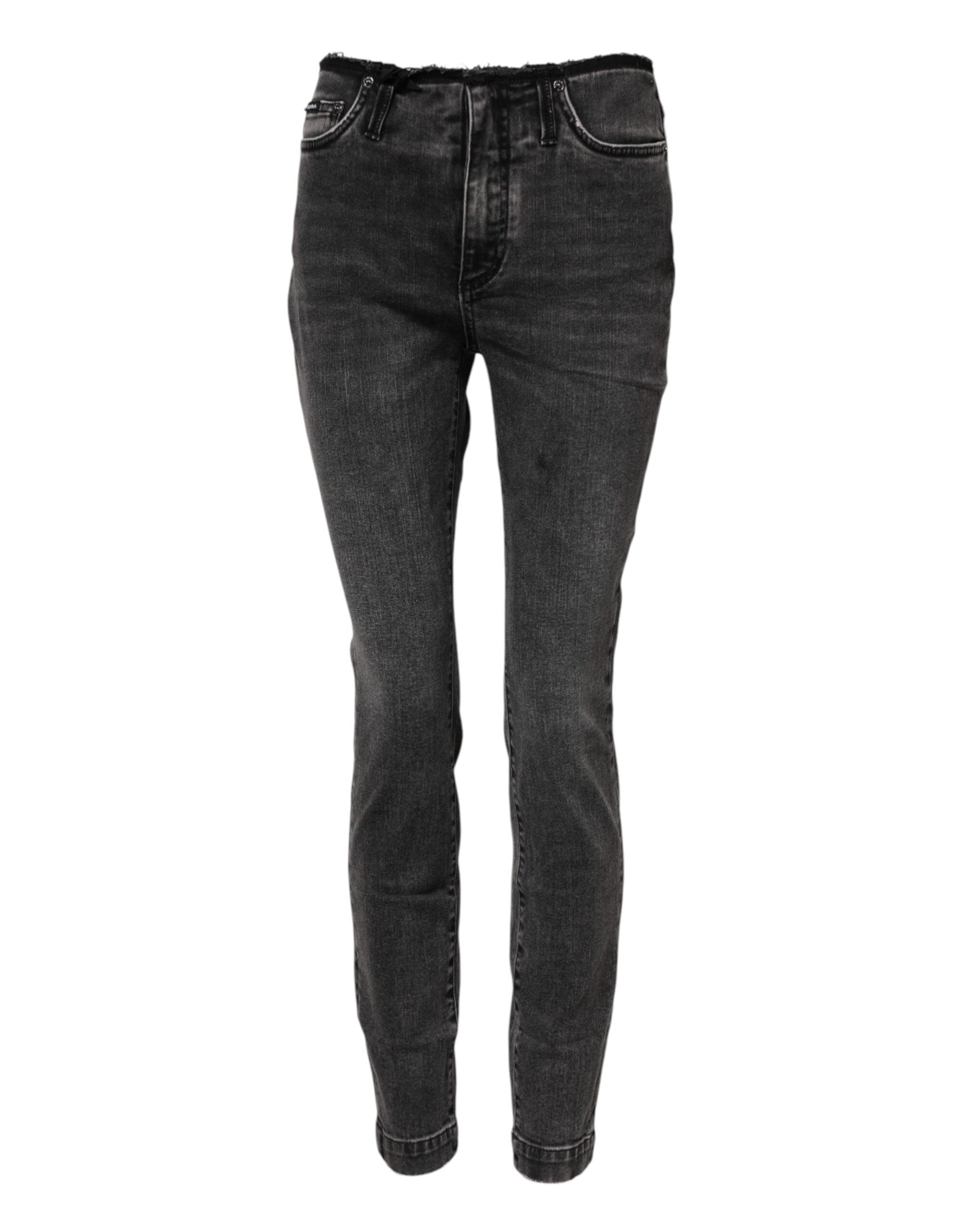 Dolce & Gabbana grey mid-waisted skinny denim jeans in cotton-2
