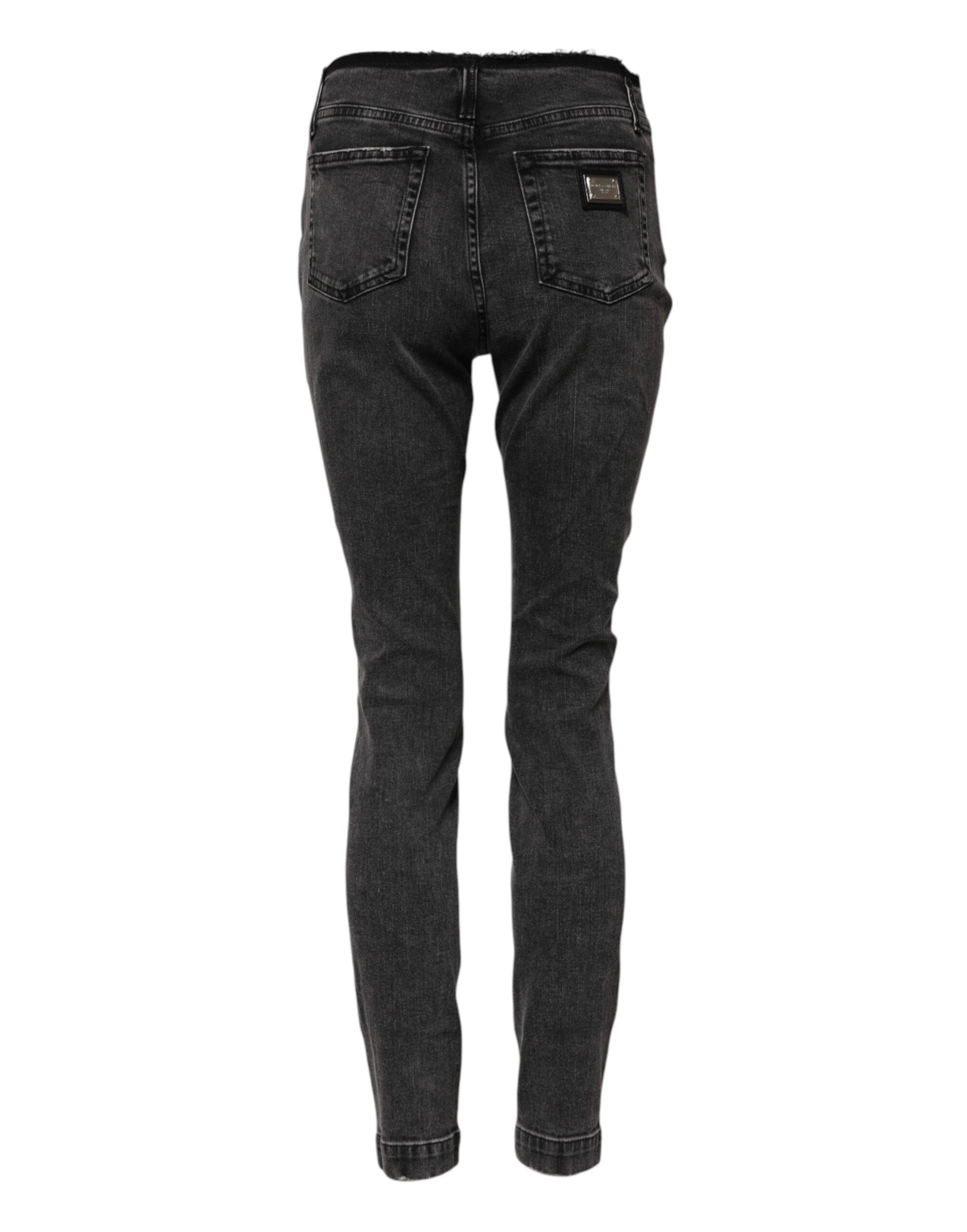 Dolce & Gabbana grey mid-waisted skinny denim jeans in cotton-3