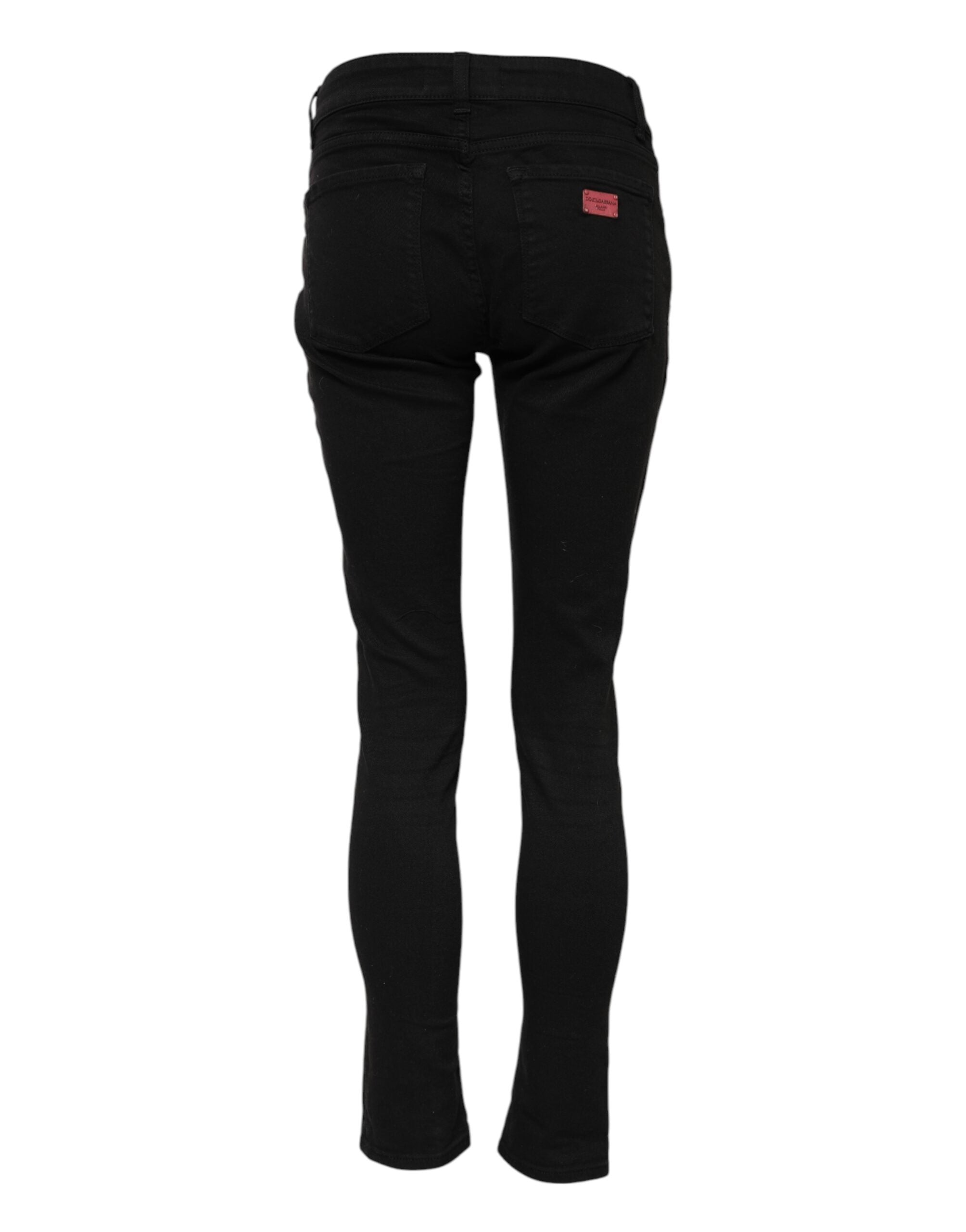 Dolce & Gabbana Schwarze Skinny Denim-Jeans mit mittlerer Taille aus Baumwolle-3