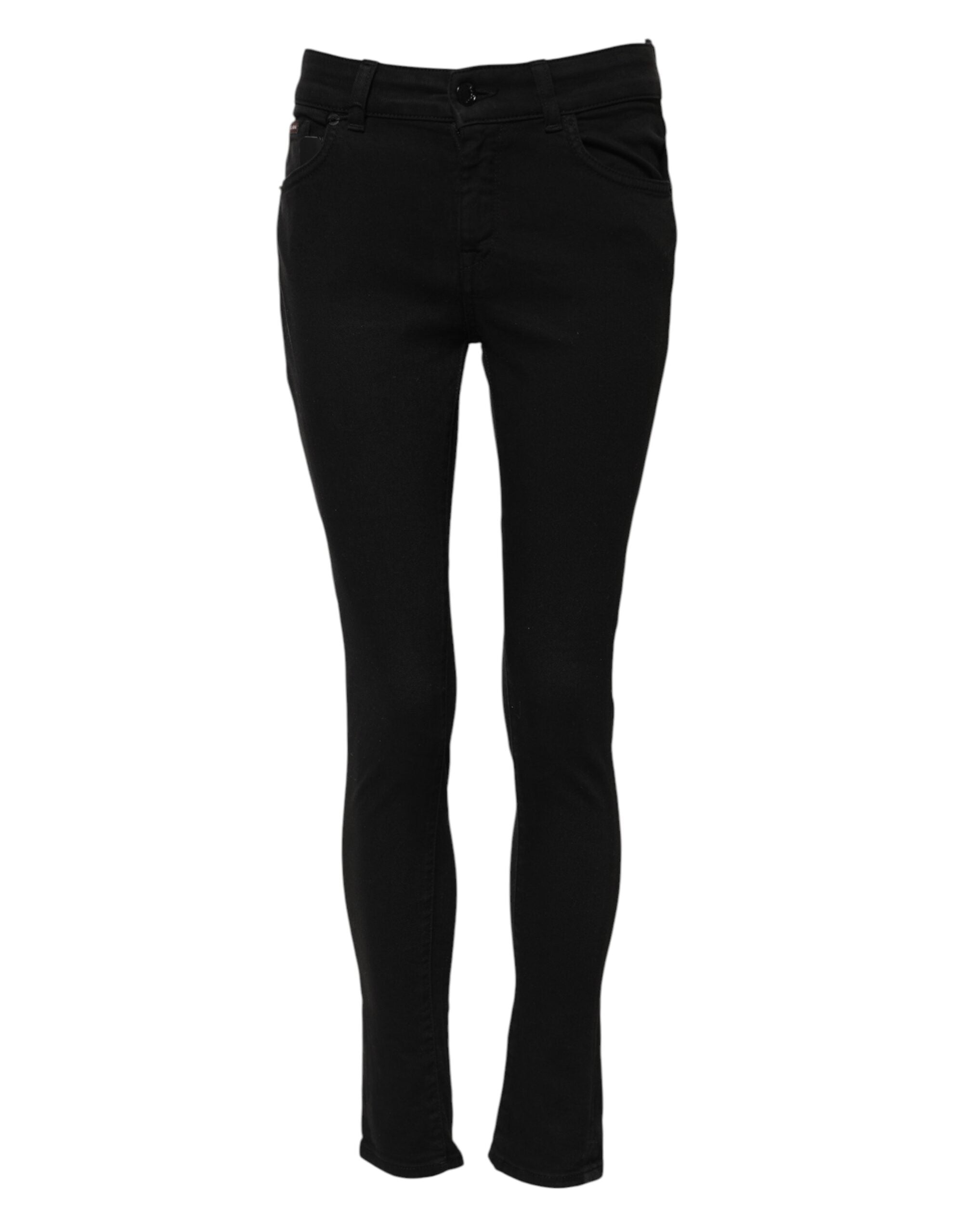 Dolce & Gabbana Schwarze Skinny Denim-Jeans mit mittlerer Taille aus Baumwolle-2