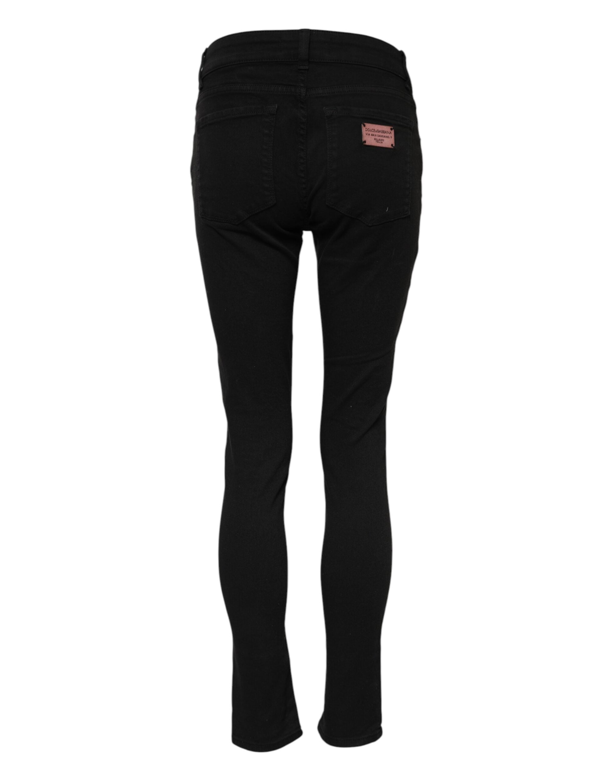 Dolce & Gabbana Schwarze Skinny Denim-Jeans mit mittlerer Taille aus Baumwolle-3