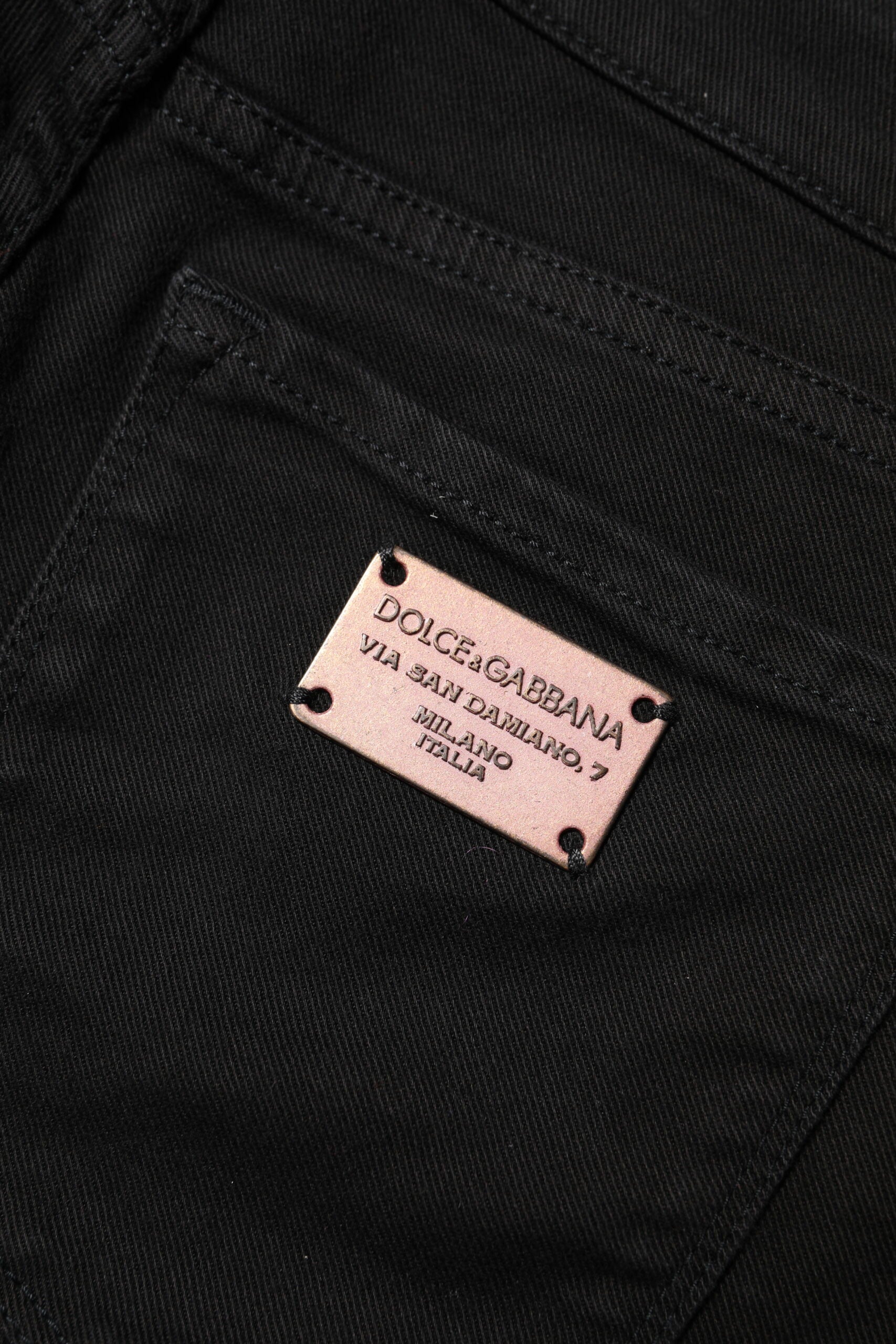 Dolce & Gabbana Schwarze Skinny Denim-Jeans mit mittlerer Taille aus Baumwolle-5