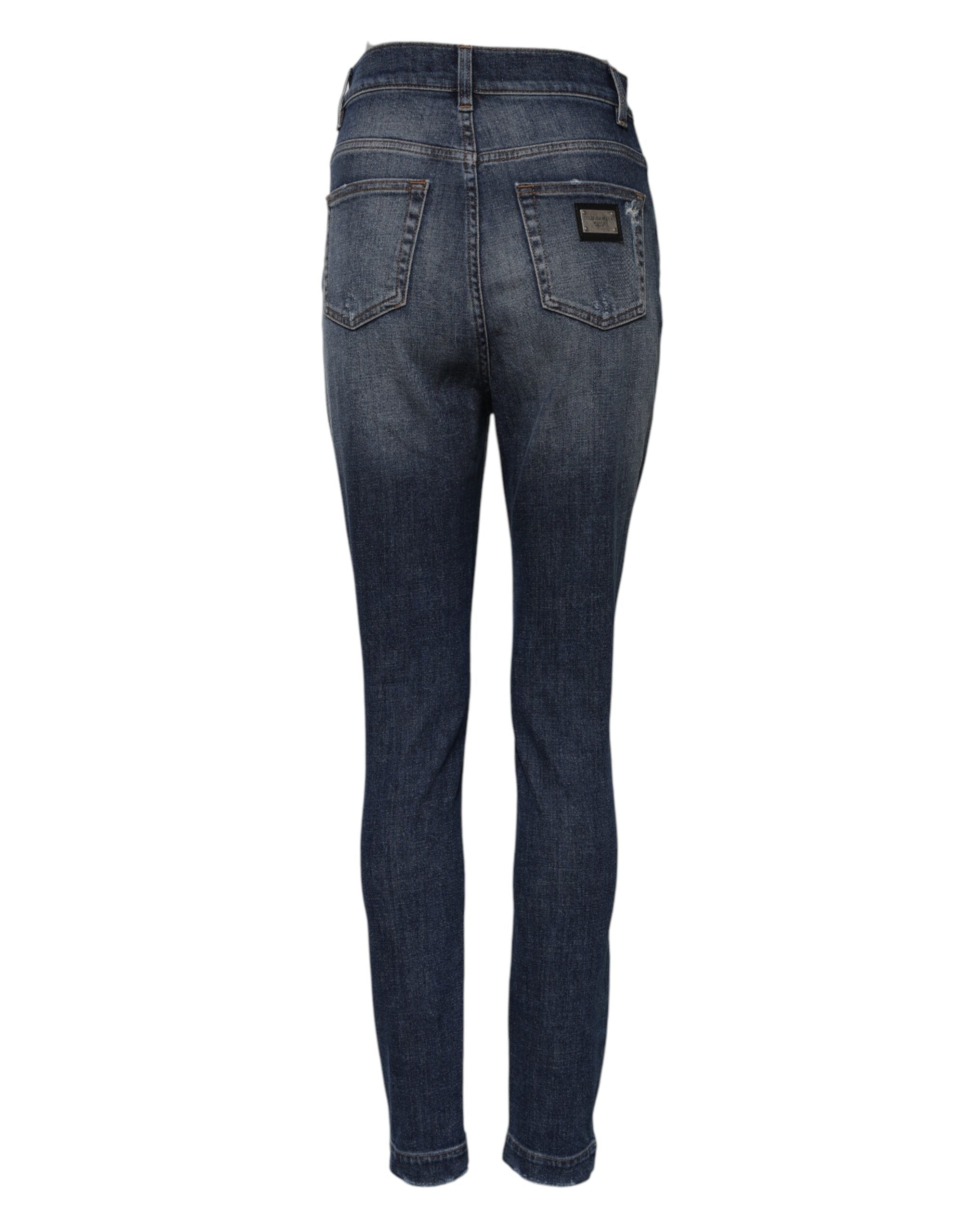 Dolce & Gabbana high-waisted blue denim jeans in washed cotton-3