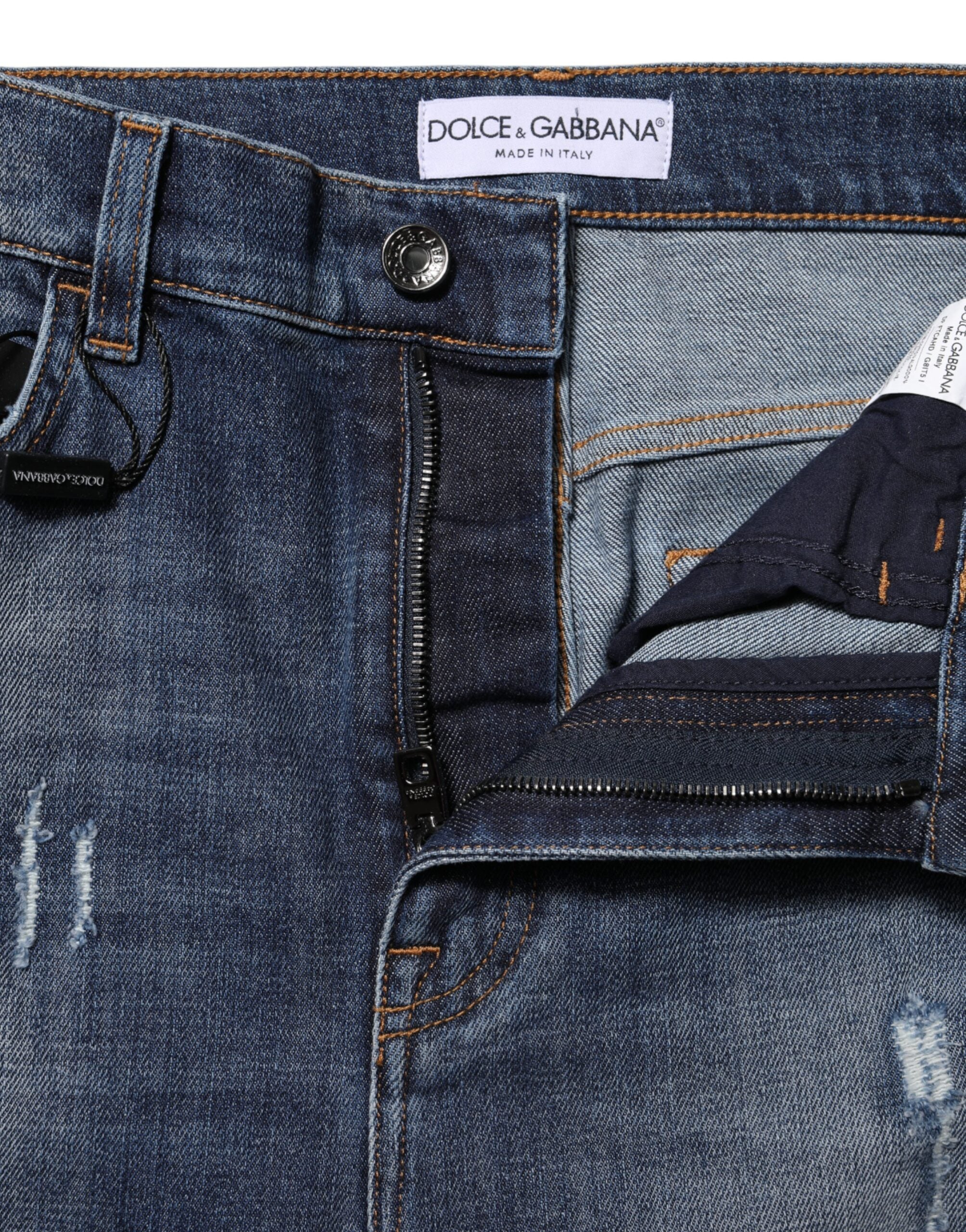 Dolce & Gabbana high-waisted blue denim jeans in washed cotton-4