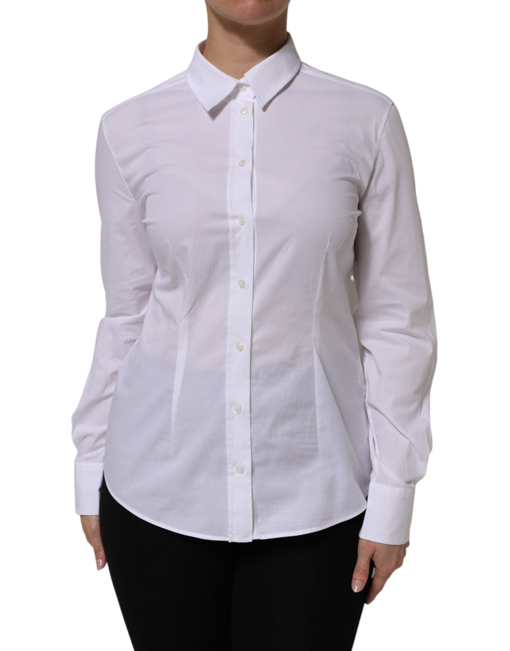 Dolce & Gabbana White cotton shirt with long sleeves and collar-2