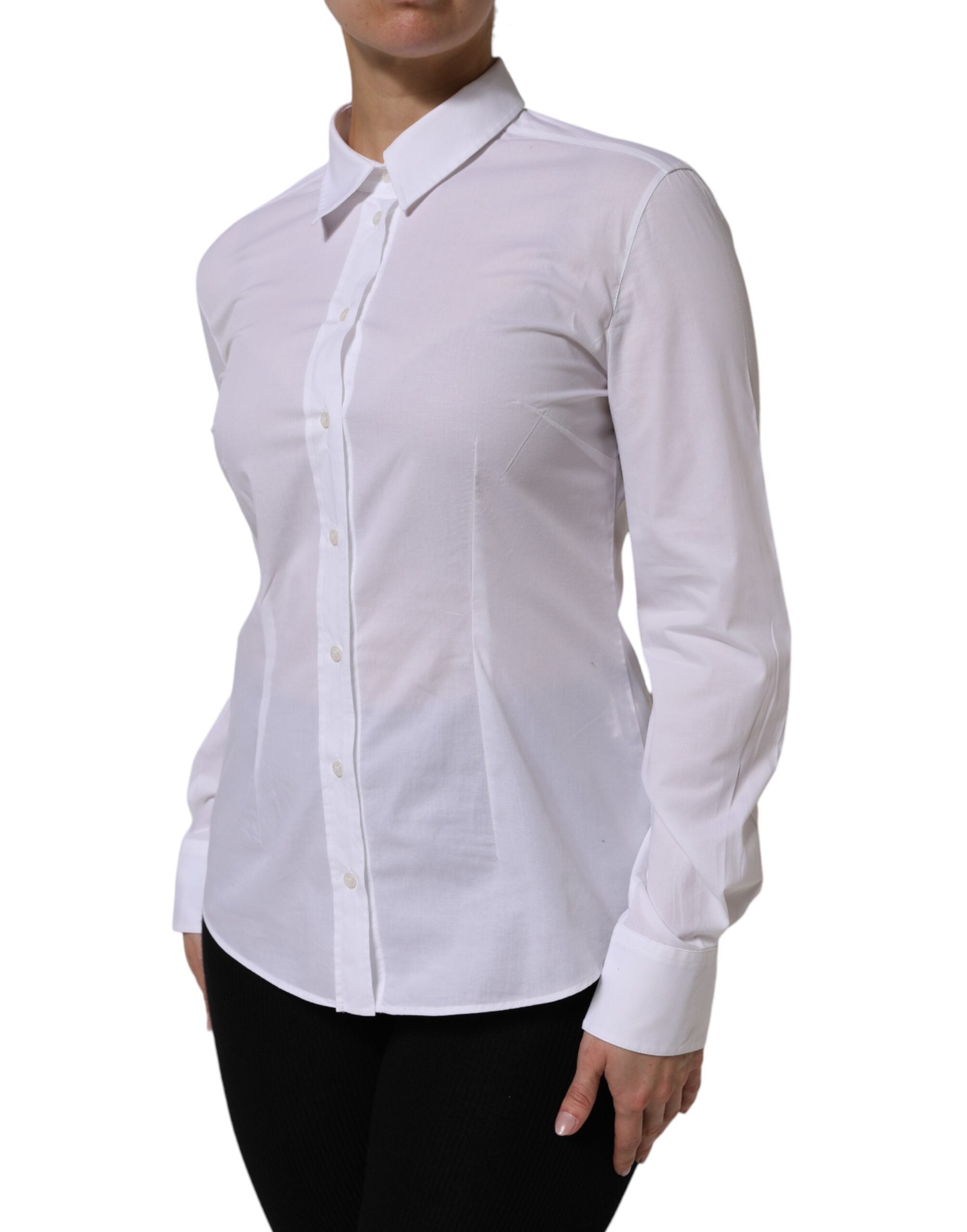 Dolce & Gabbana White cotton shirt with long sleeves and collar-3