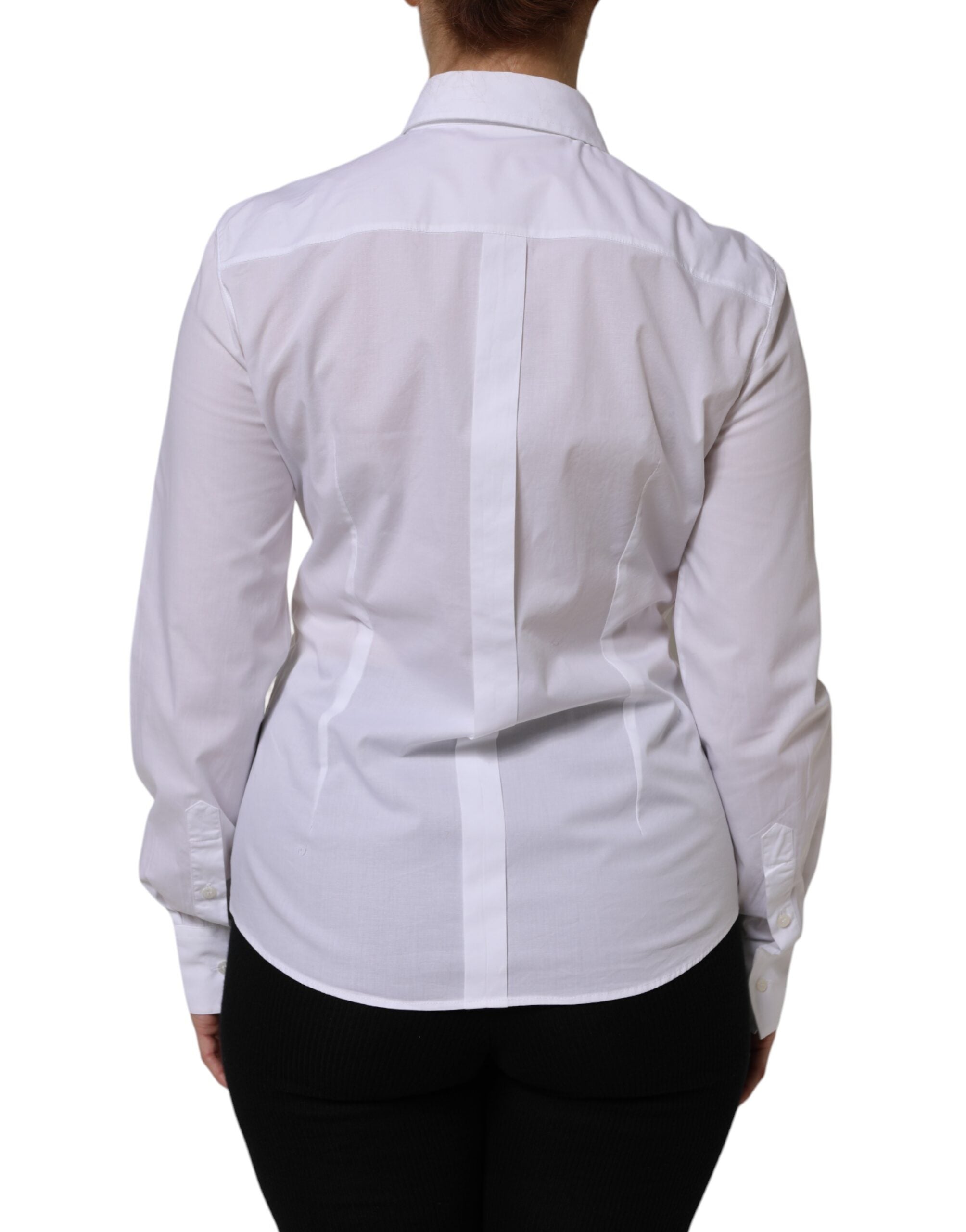 Dolce & Gabbana White cotton shirt with long sleeves and collar-4