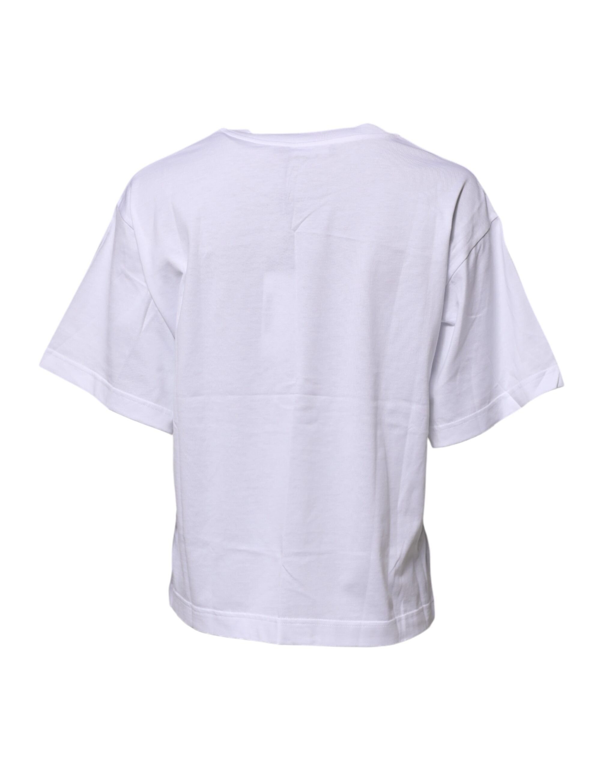 Camiseta blanca Dolce & Gabbana con cuello redondo y estampado gráfico en algodón-3
