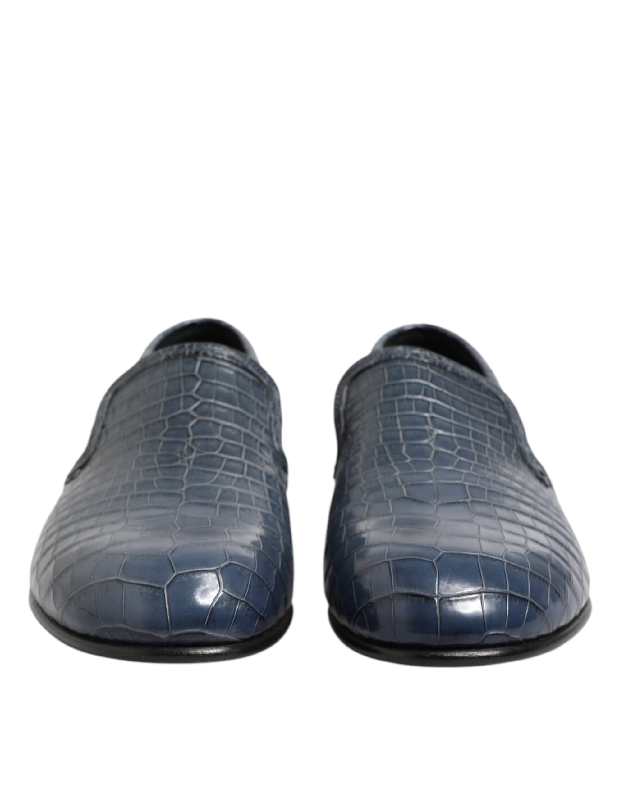 Dolce & Gabbana Blaue Exotische Leder Slip On Loafers Männer Kleid Schuhe-2
