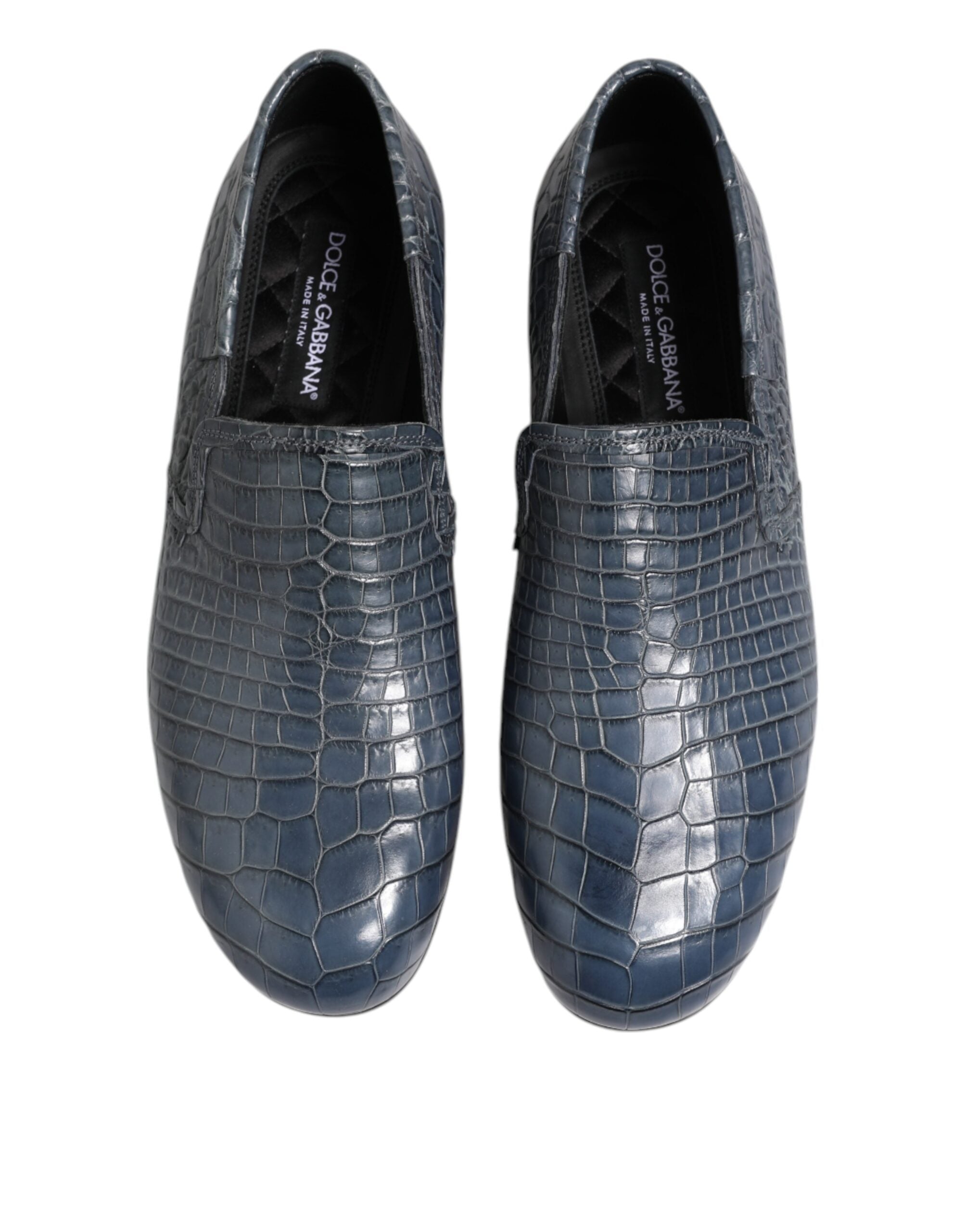 Dolce & Gabbana Blaue Exotische Leder Slip On Loafers Männer Kleid Schuhe-3