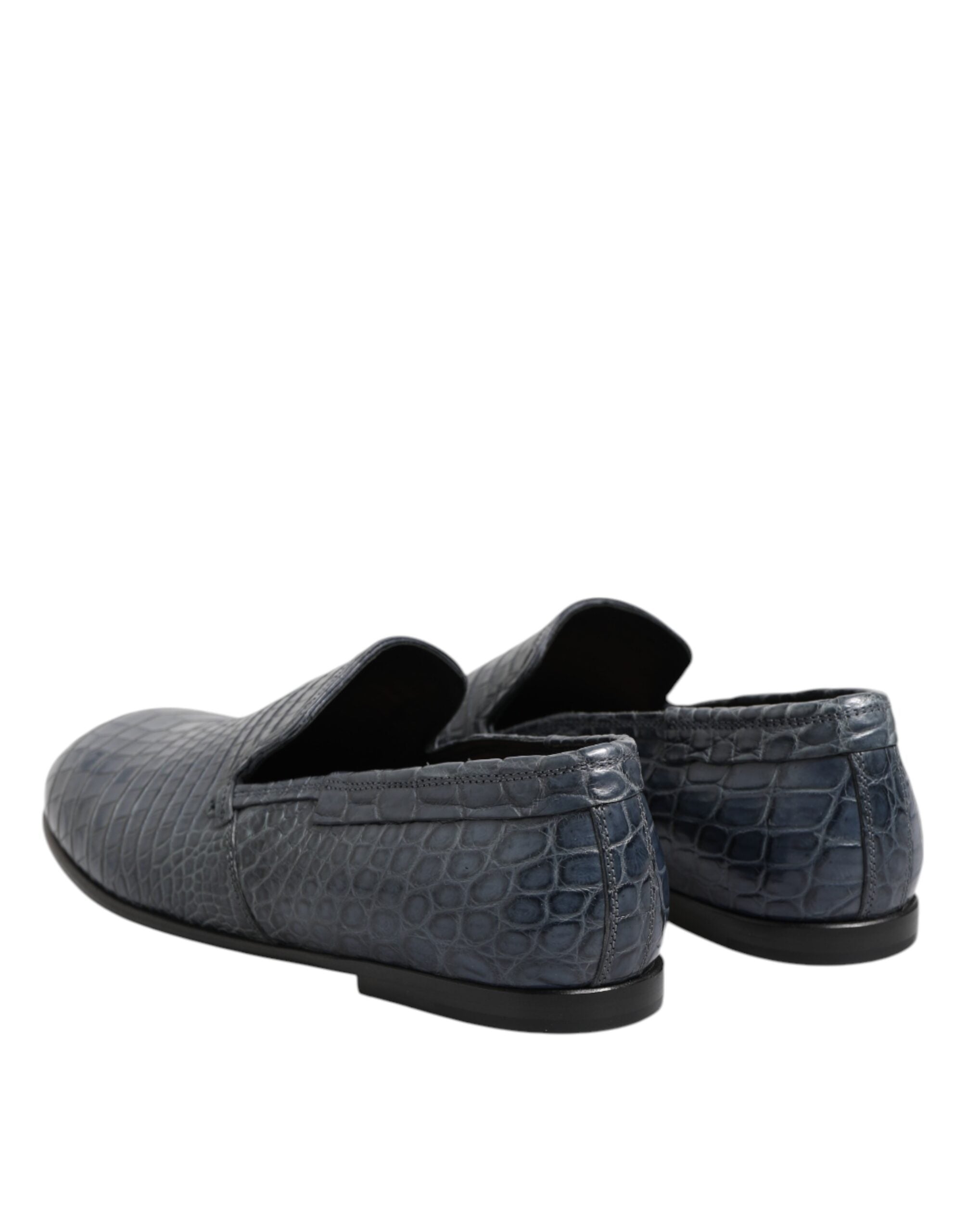 Dolce & Gabbana Blaue Exotische Leder Slip On Loafers Männer Kleid Schuhe-5
