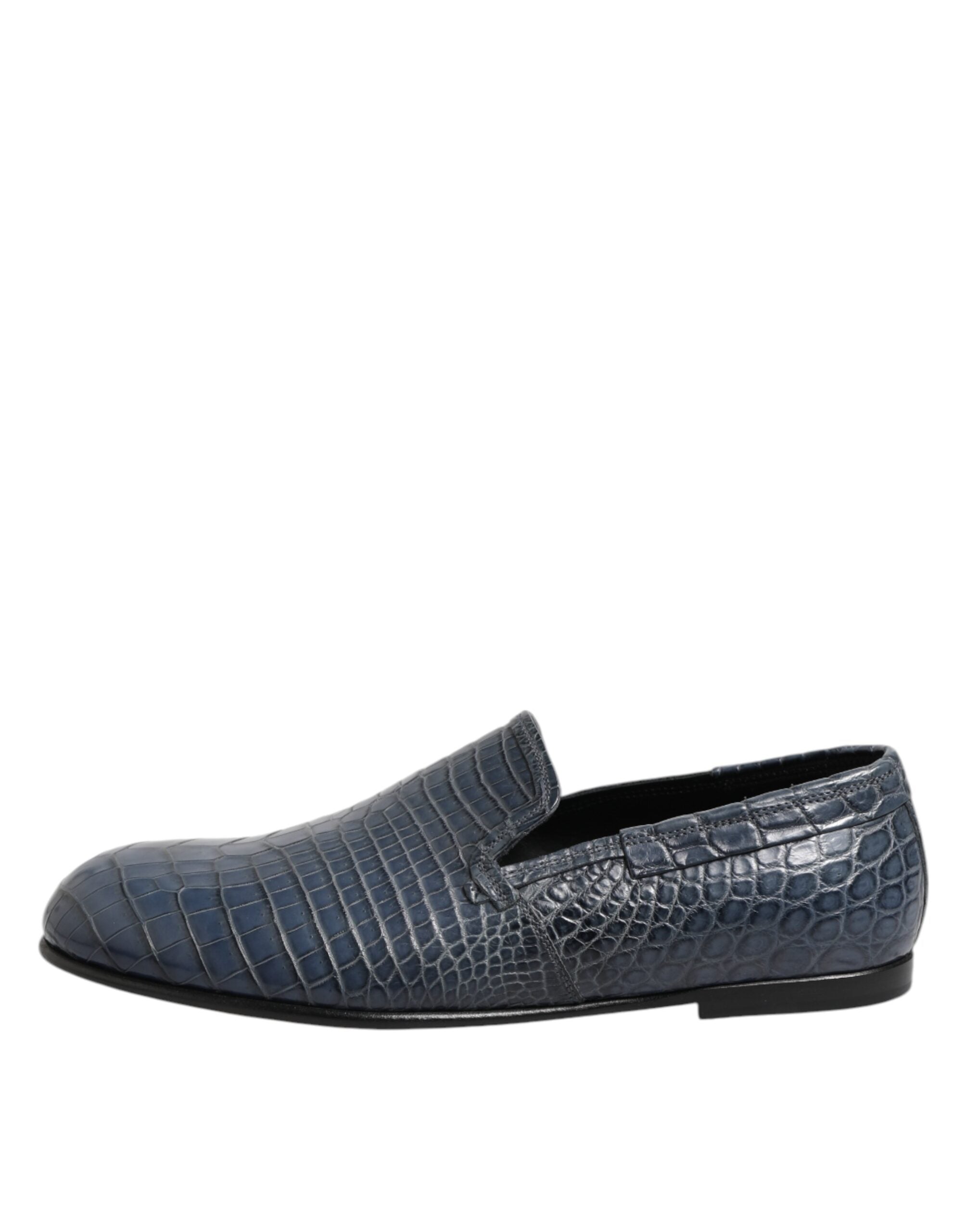 Dolce & Gabbana Blaue Exotische Leder Slip On Loafers Männer Kleid Schuhe-6