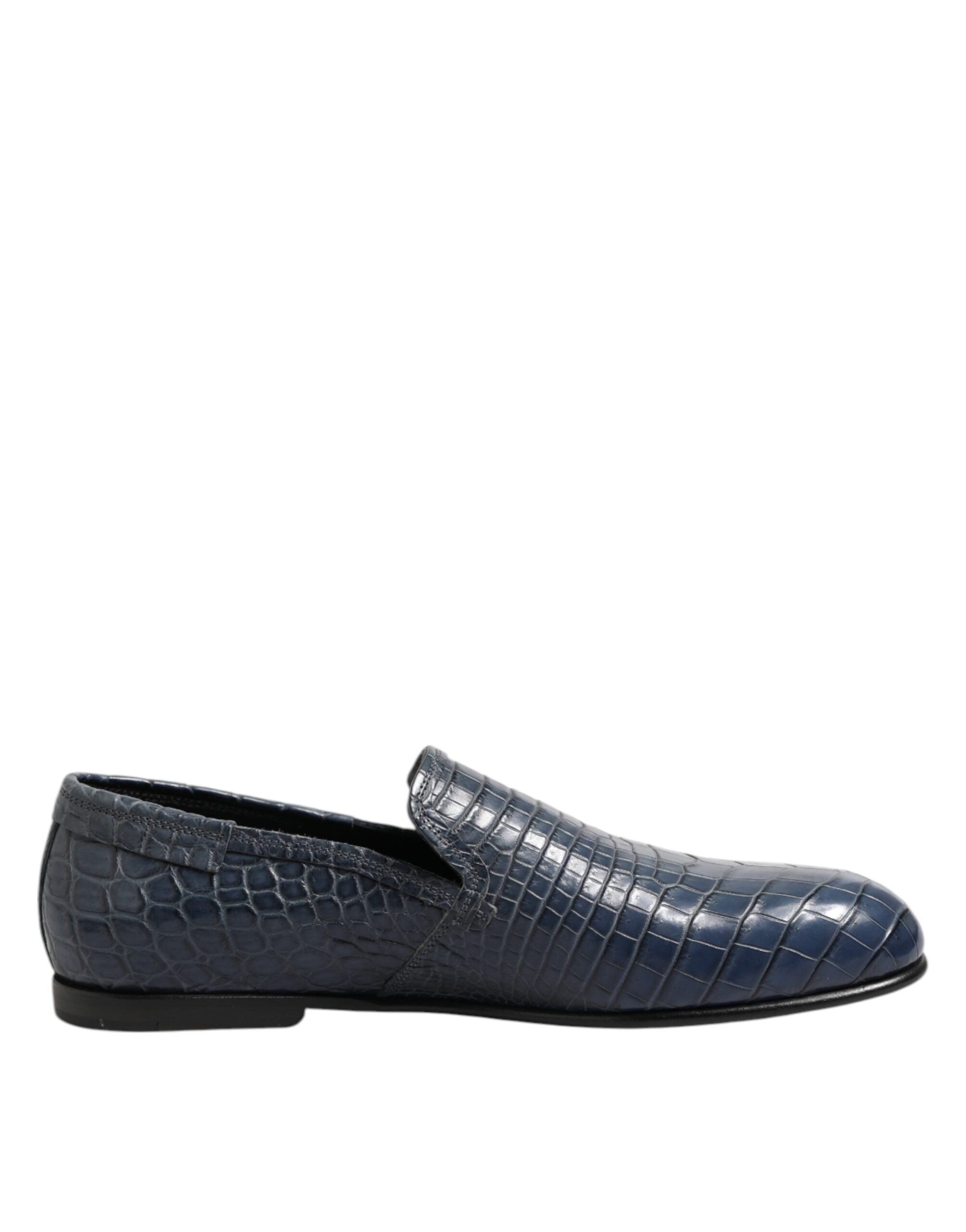 Dolce & Gabbana Blaue Exotische Leder Slip On Loafers Männer Kleid Schuhe-1