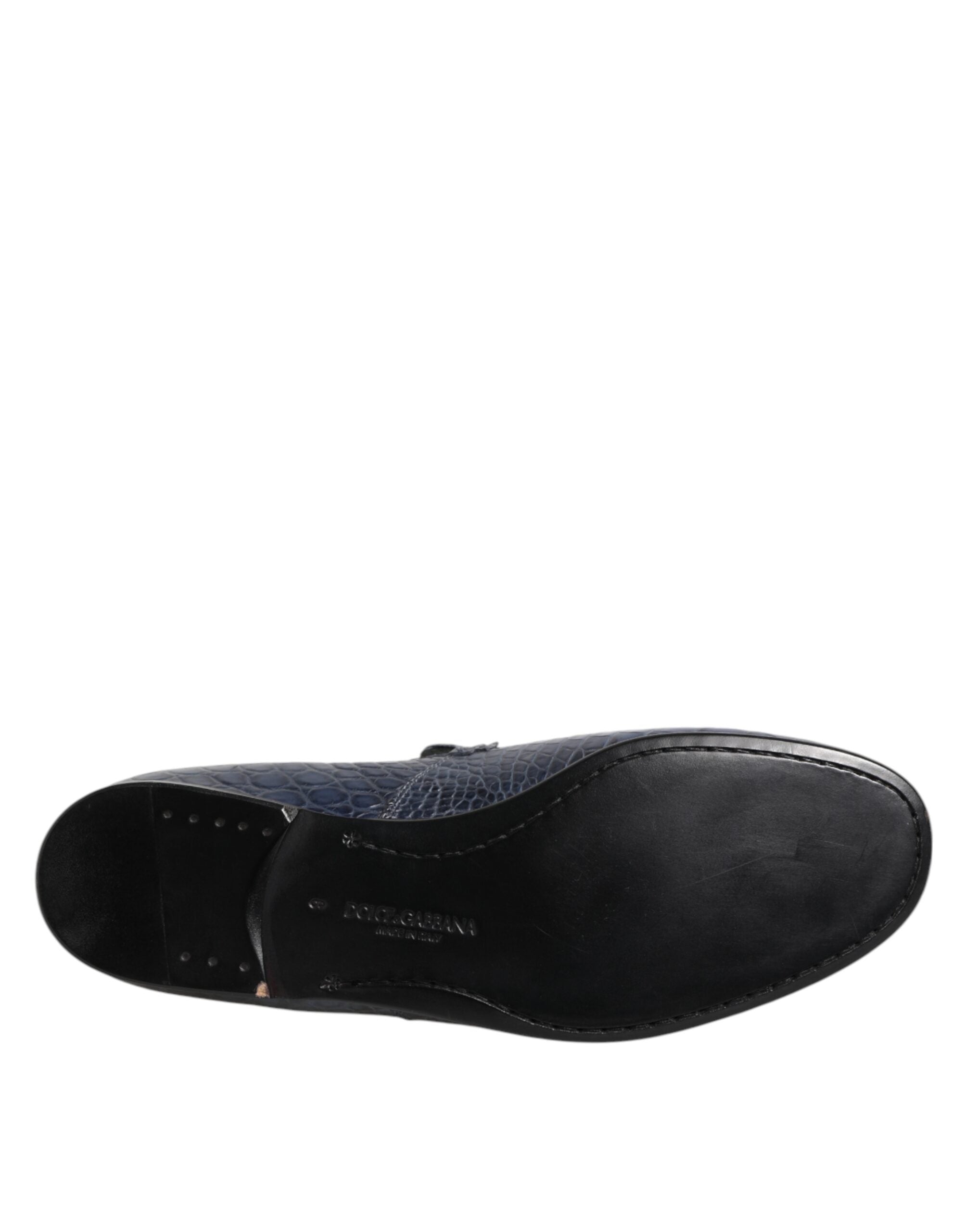 Dolce & Gabbana Blaue Exotische Leder Slip On Loafers Männer Kleid Schuhe-8
