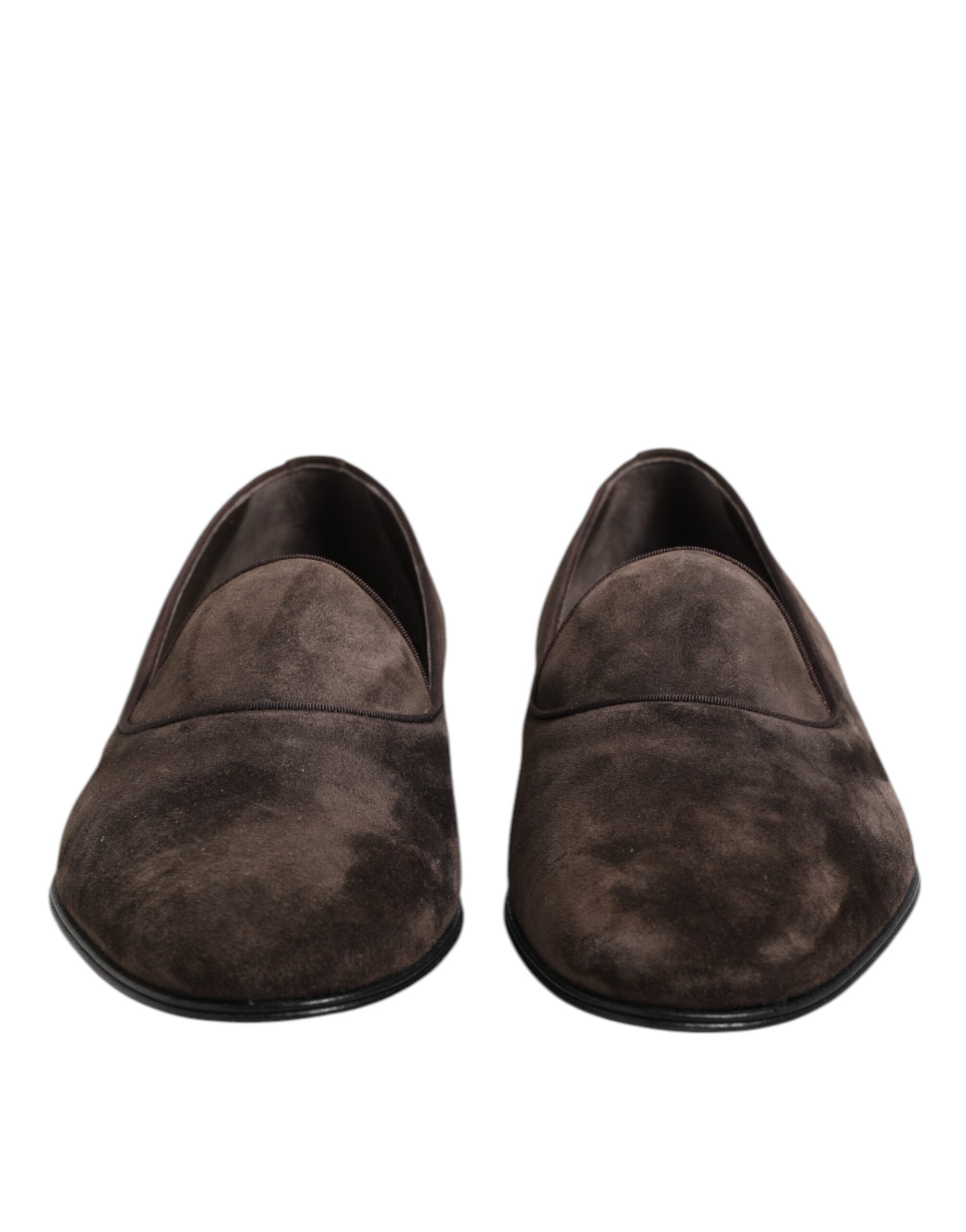 Dolce & Gabbana Brown Velvet Leather Loafer Shoes-2