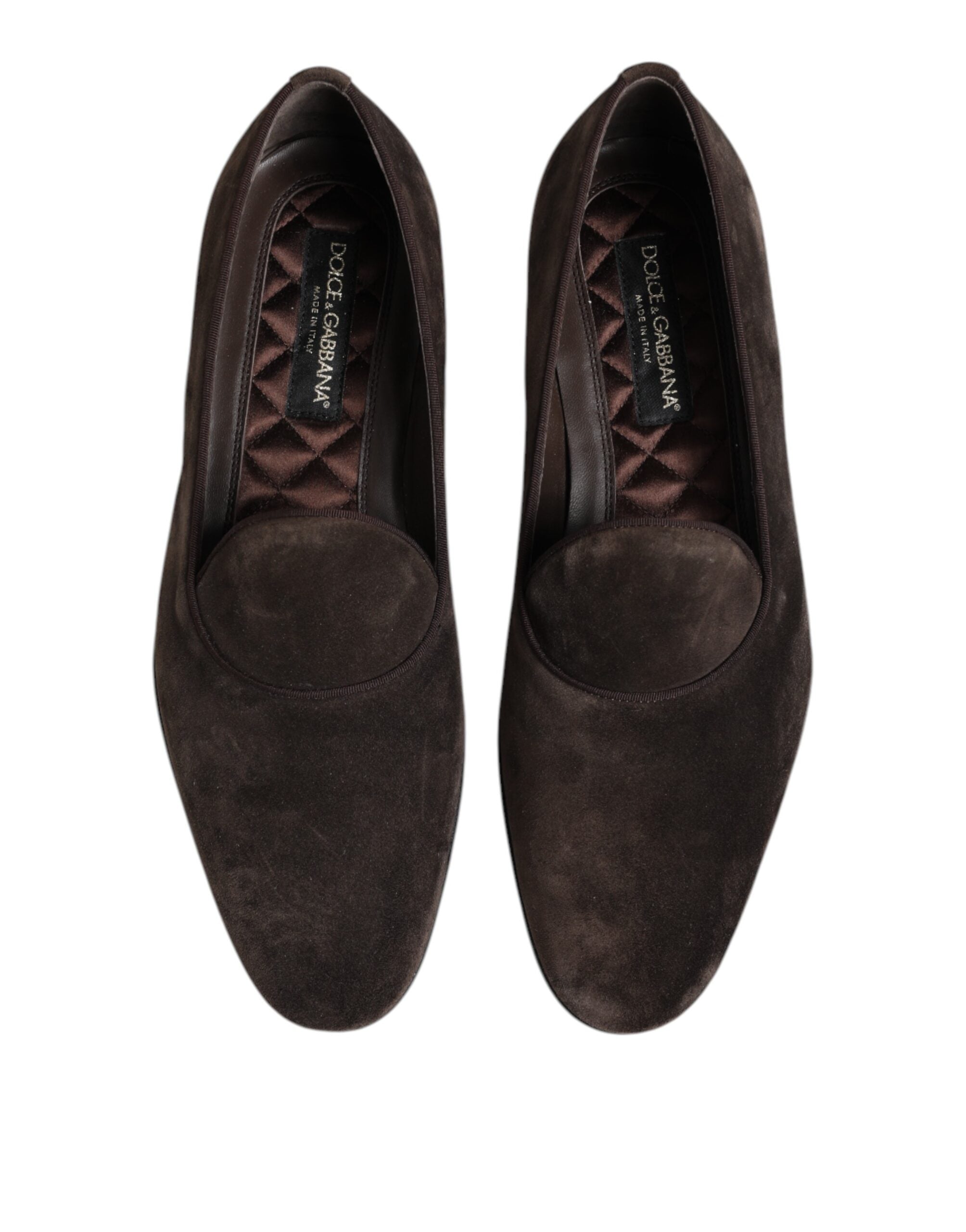 Dolce & Gabbana Brown Velvet Leather Loafer Shoes-3