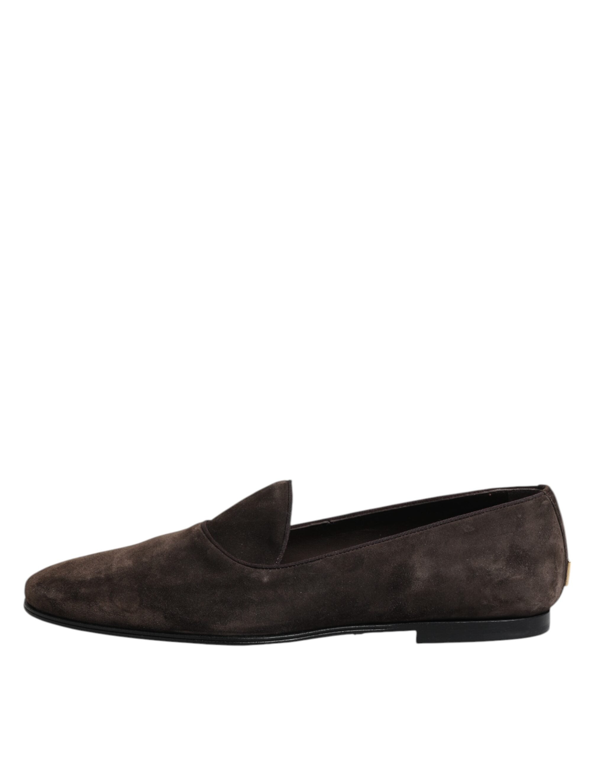 Dolce & Gabbana Brown Velvet Leather Loafer Shoes-6