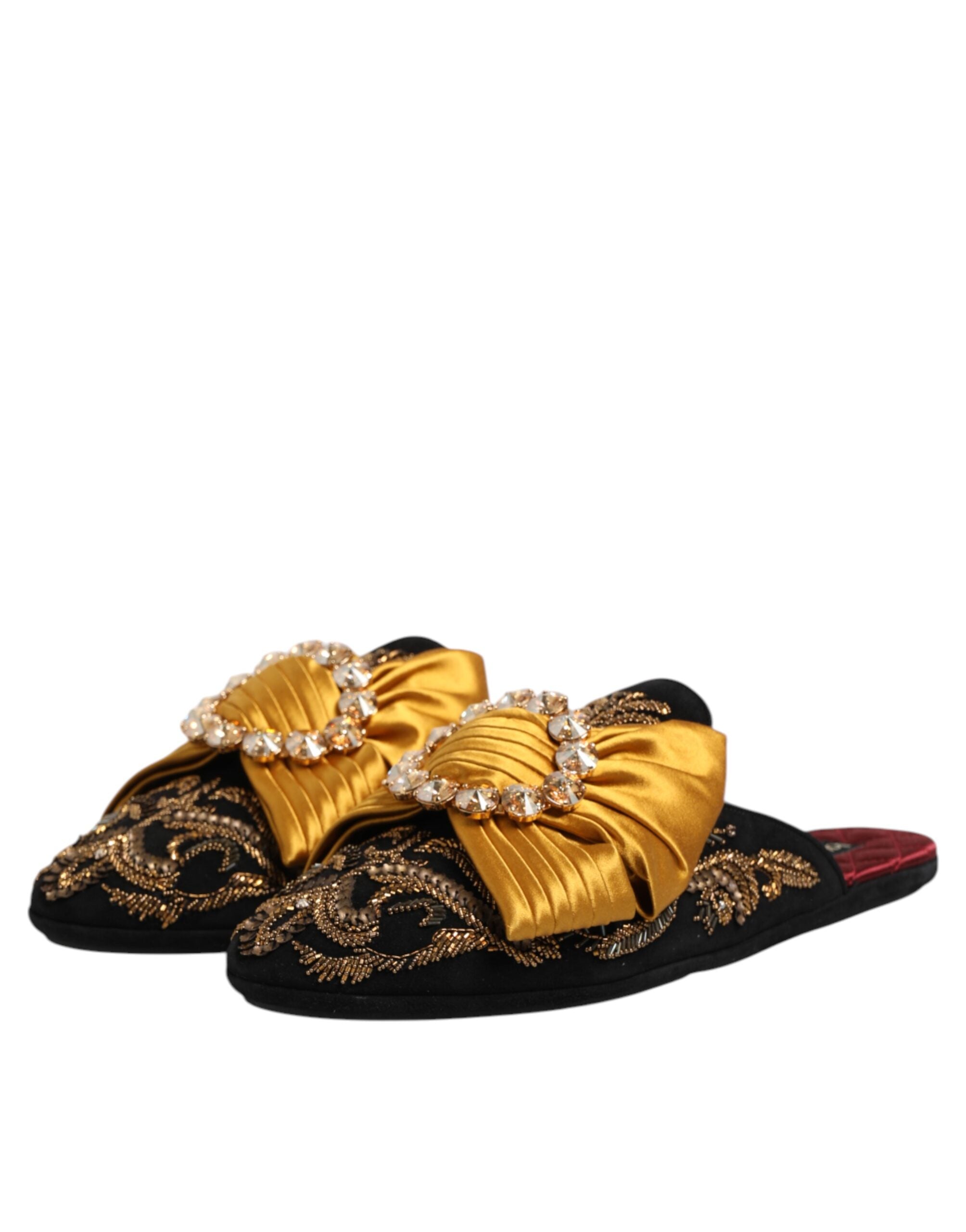 Dolce & Gabbana Multicolor embellished flat sandals shoes-4