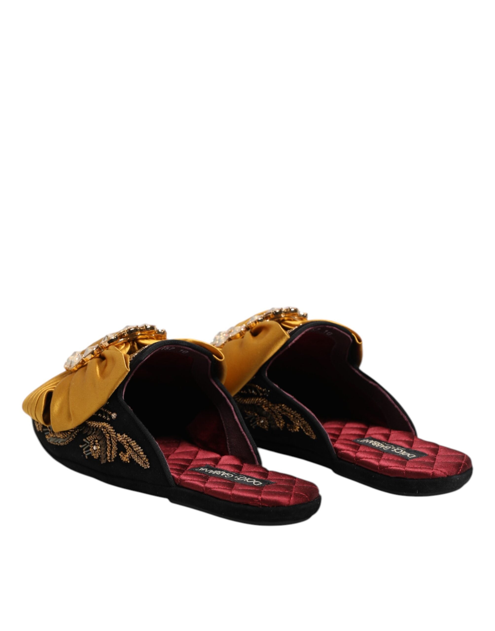Dolce & Gabbana Multicolor embellished flat sandals shoes-5