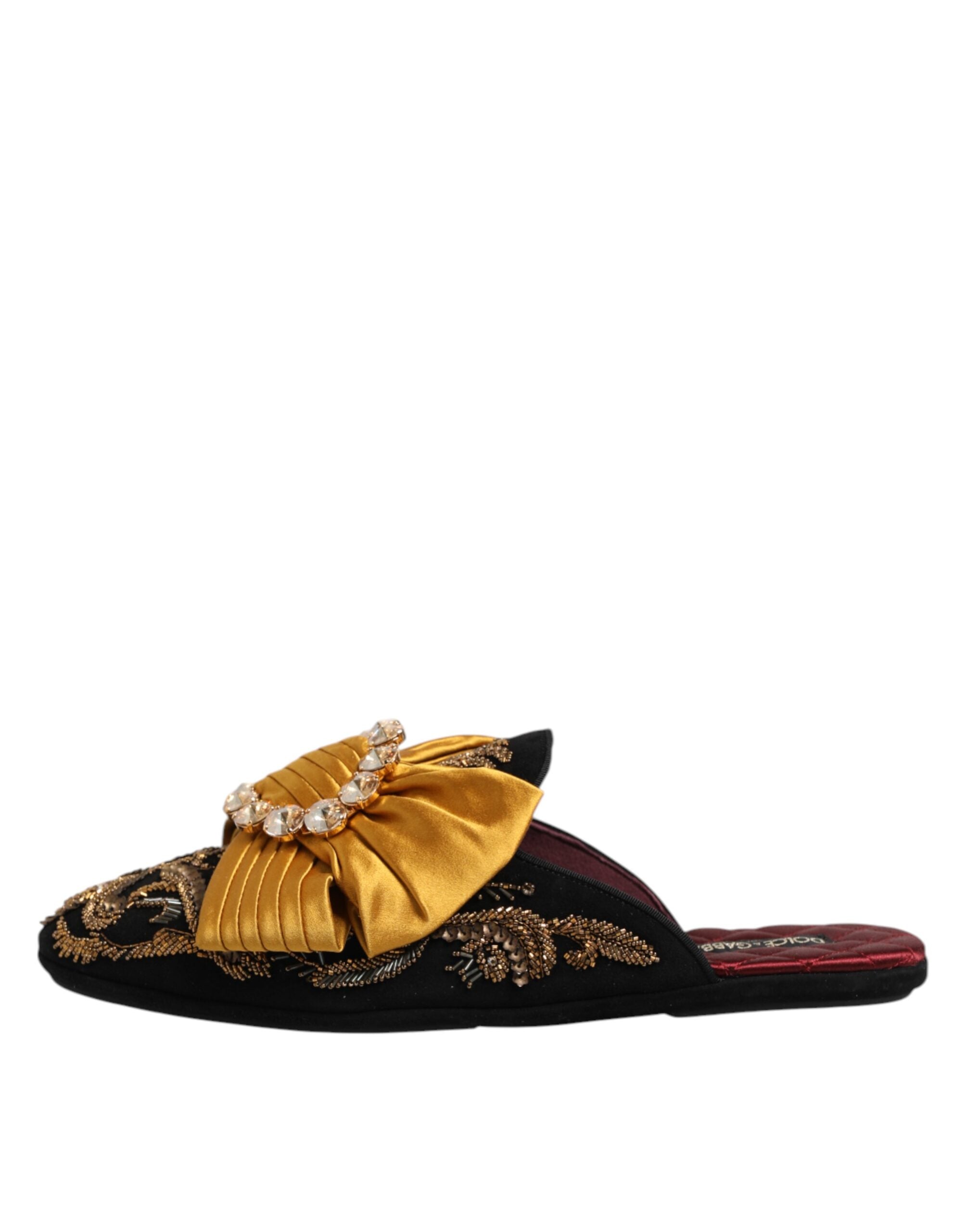 Dolce & Gabbana Multicolor embellished flat sandals shoes-6
