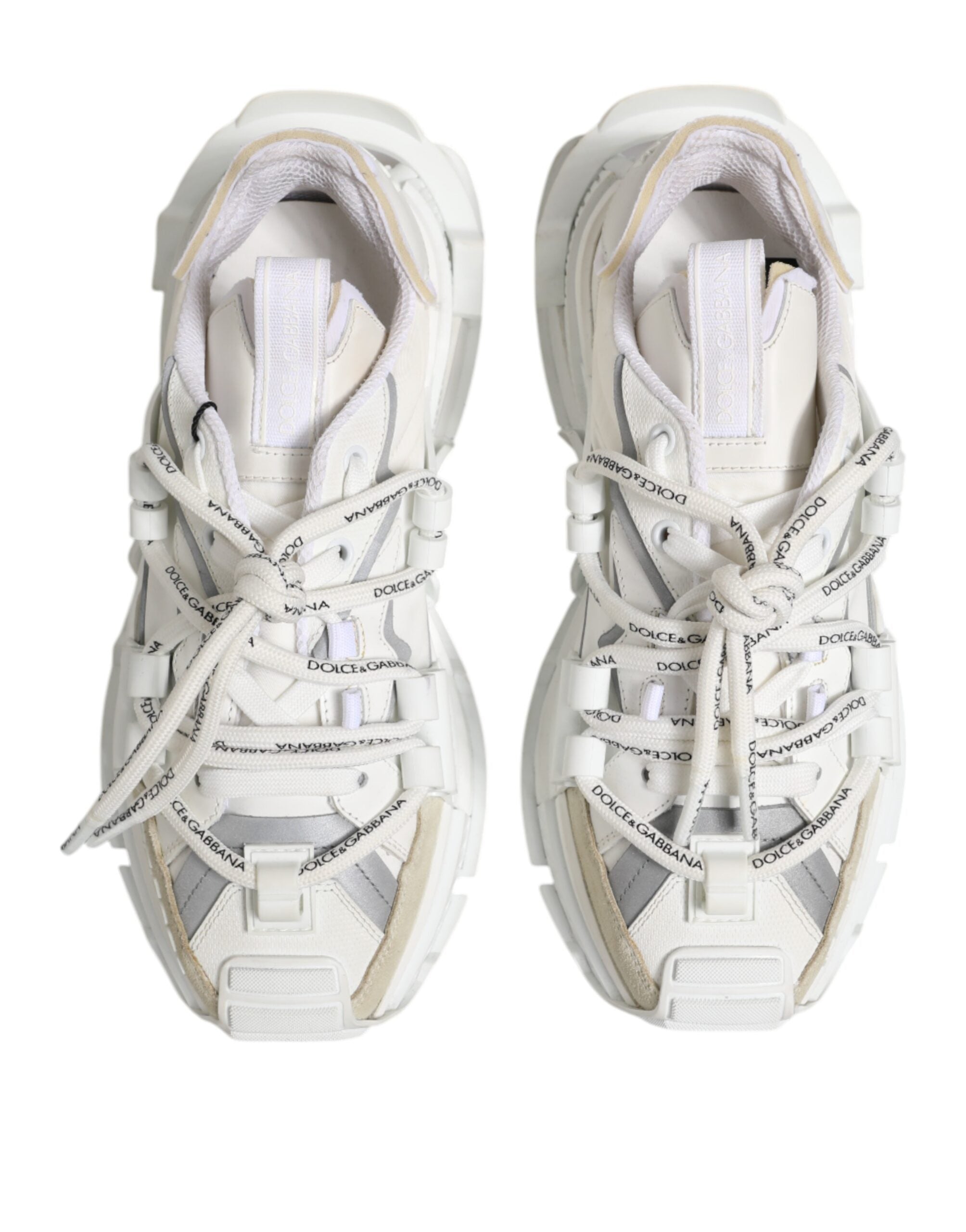 Dolce & Gabbana White Grey Low Top Space Sneakers Shoes-3