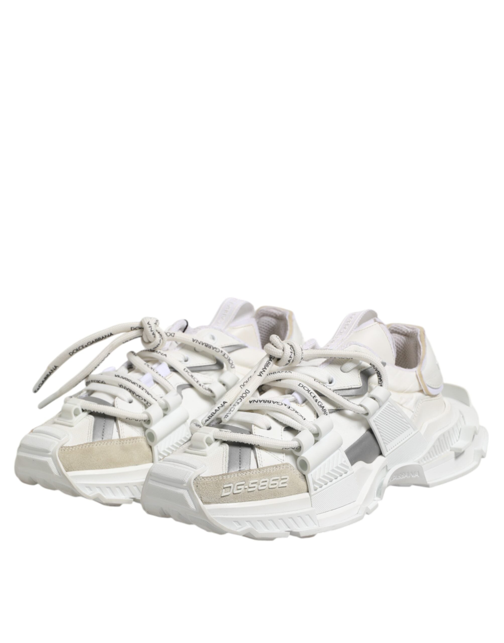 Dolce & Gabbana White Grey Low Top Space Sneakers Shoes-4