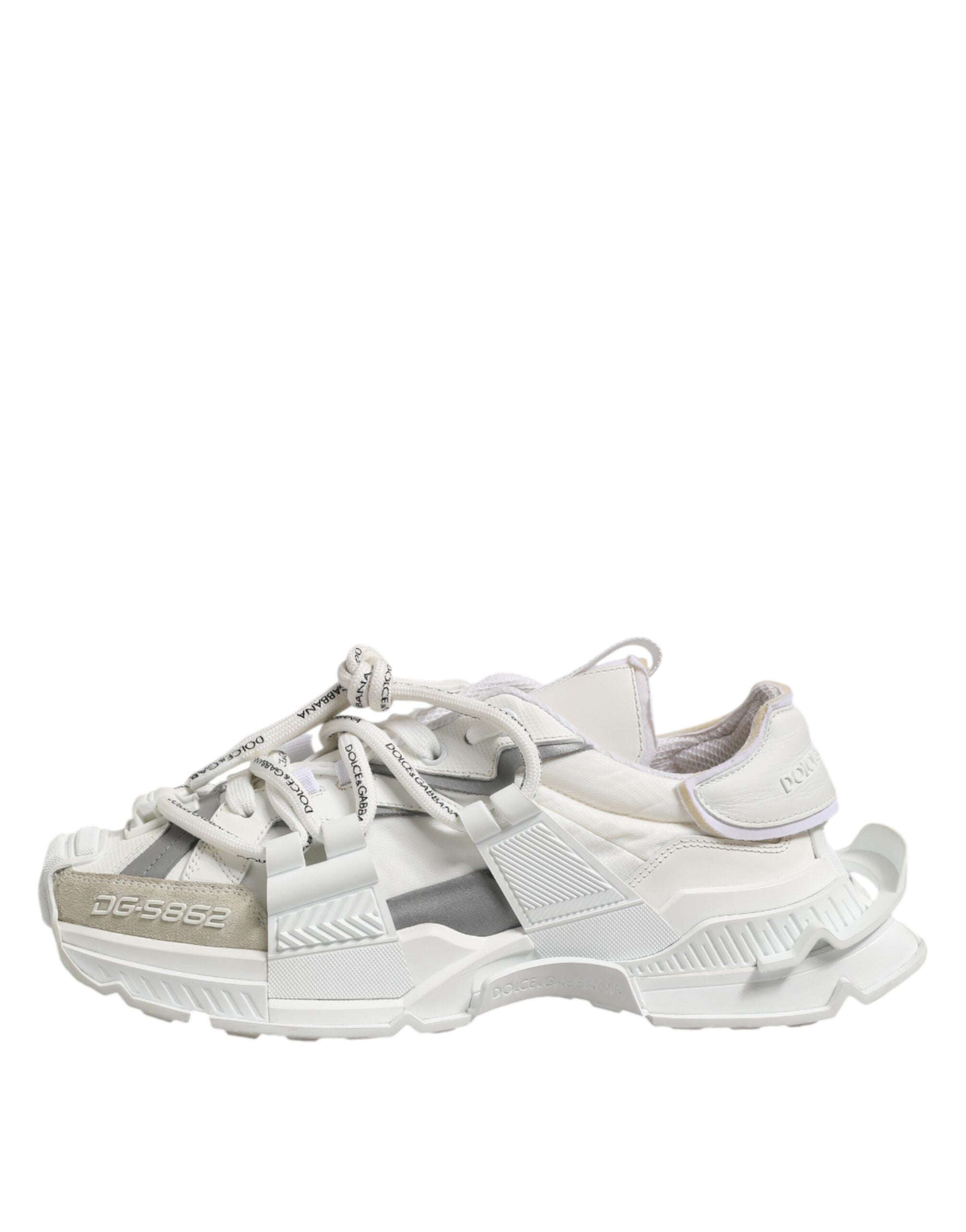 Dolce & Gabbana White Grey Low Top Space Sneakers Shoes-6