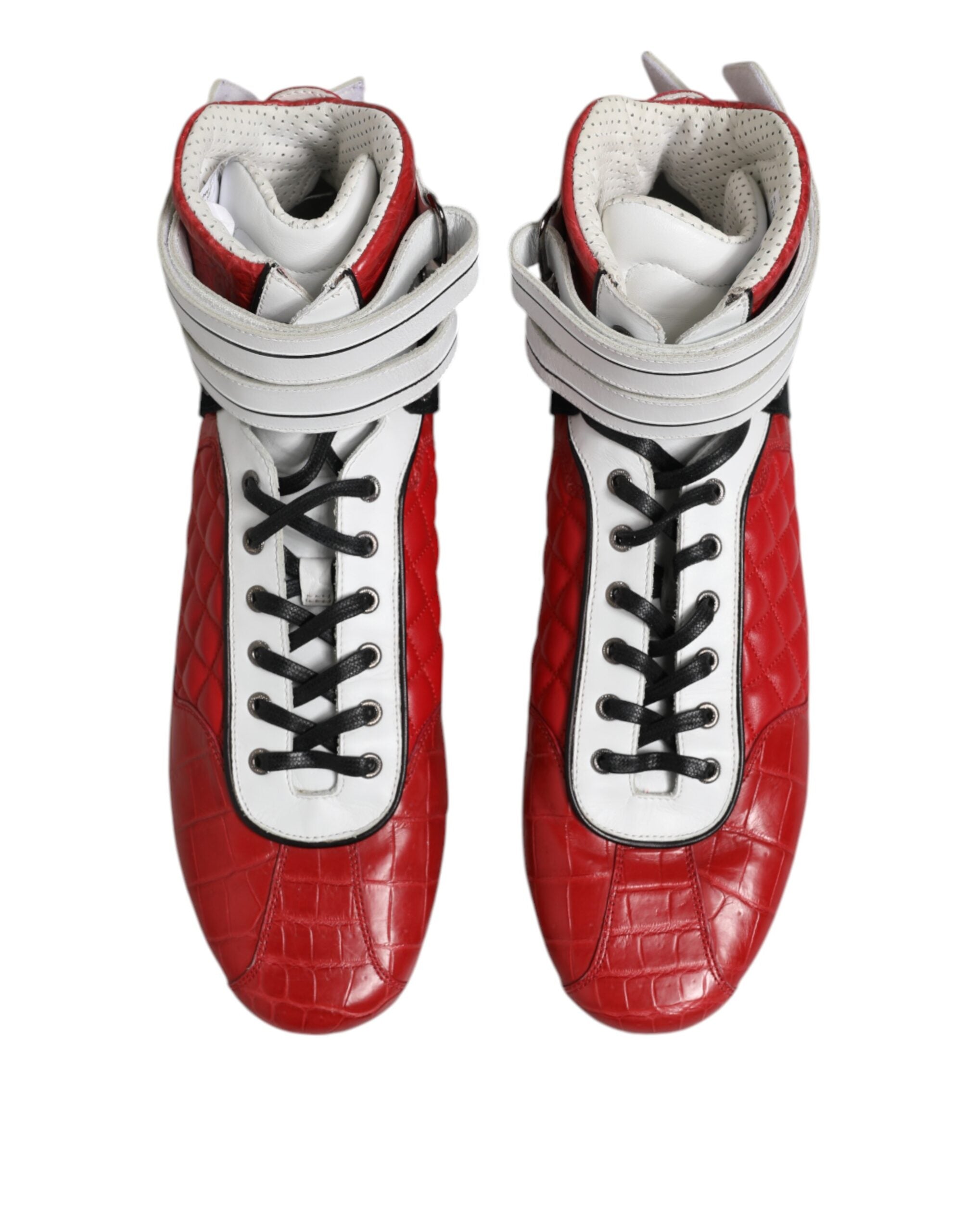 Zapatos con cordones de piel acolchada roja de Dolce & Gabbana-3