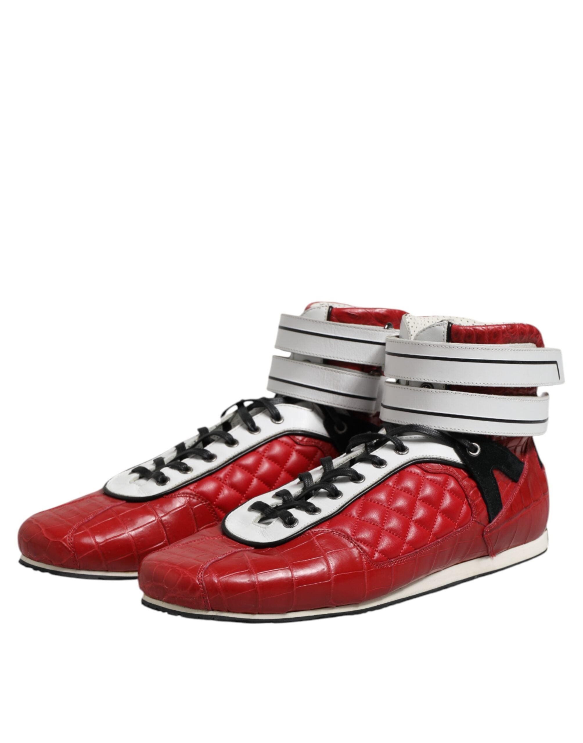Zapatos con cordones de piel acolchada roja de Dolce & Gabbana-4