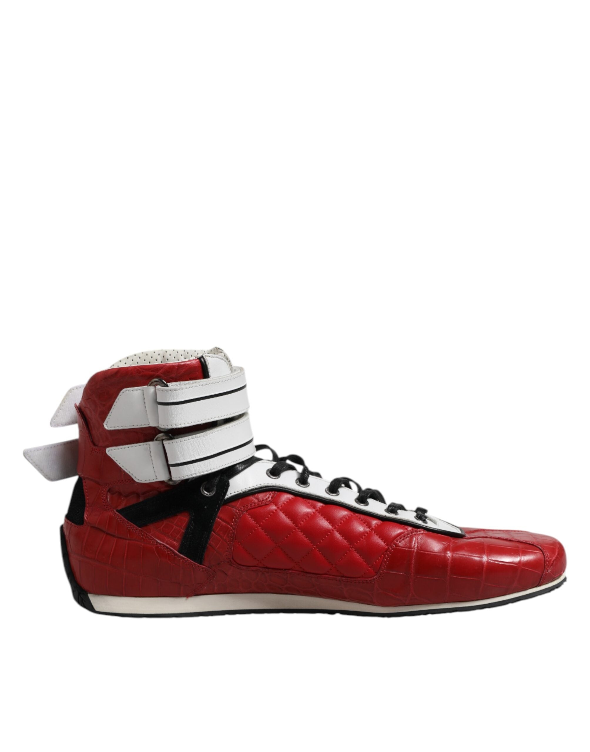 Zapatos con cordones de piel acolchada roja de Dolce & Gabbana-1