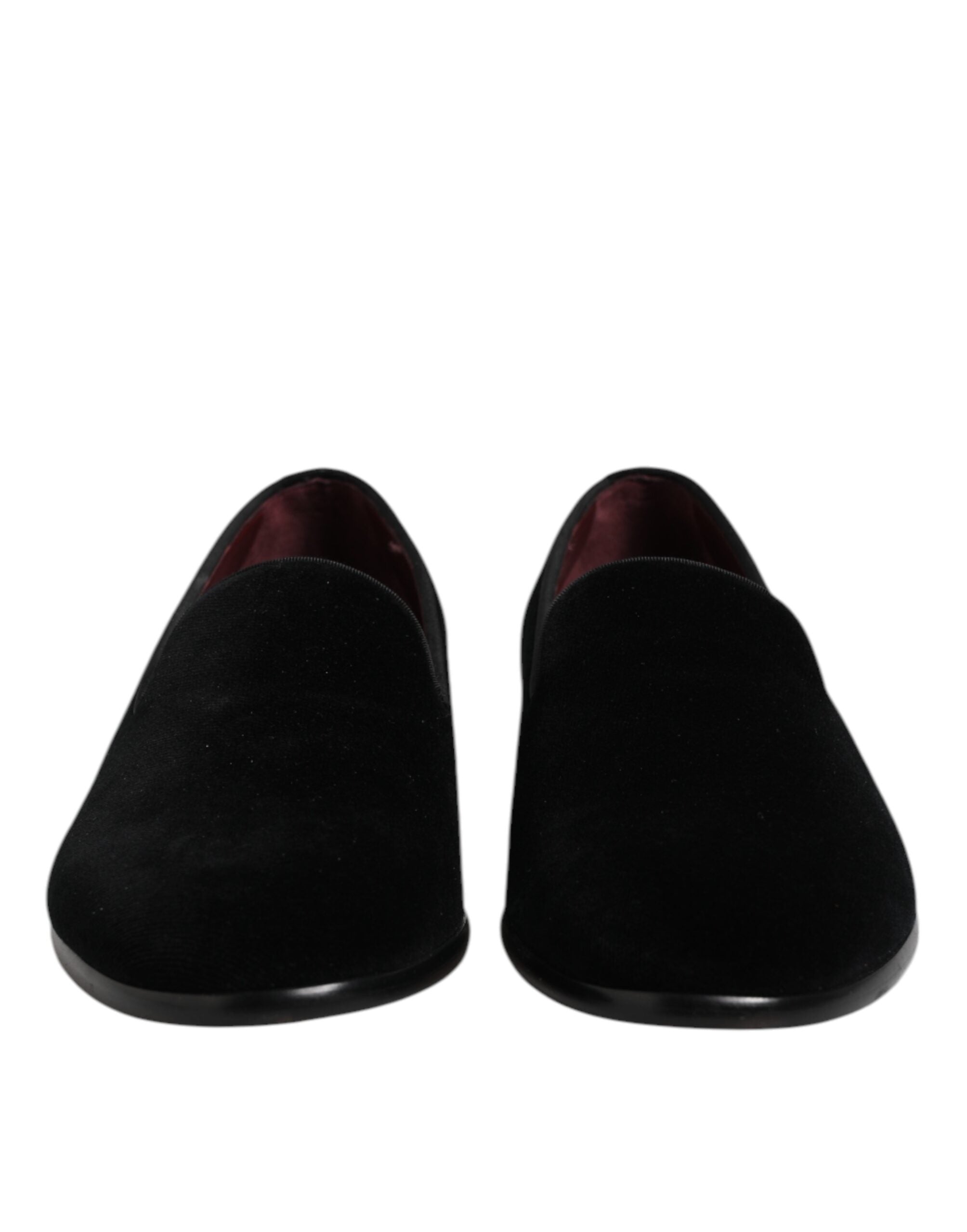Dolce & Gabbana Black Velvet Slip-On Loafers Formal Shoes-2