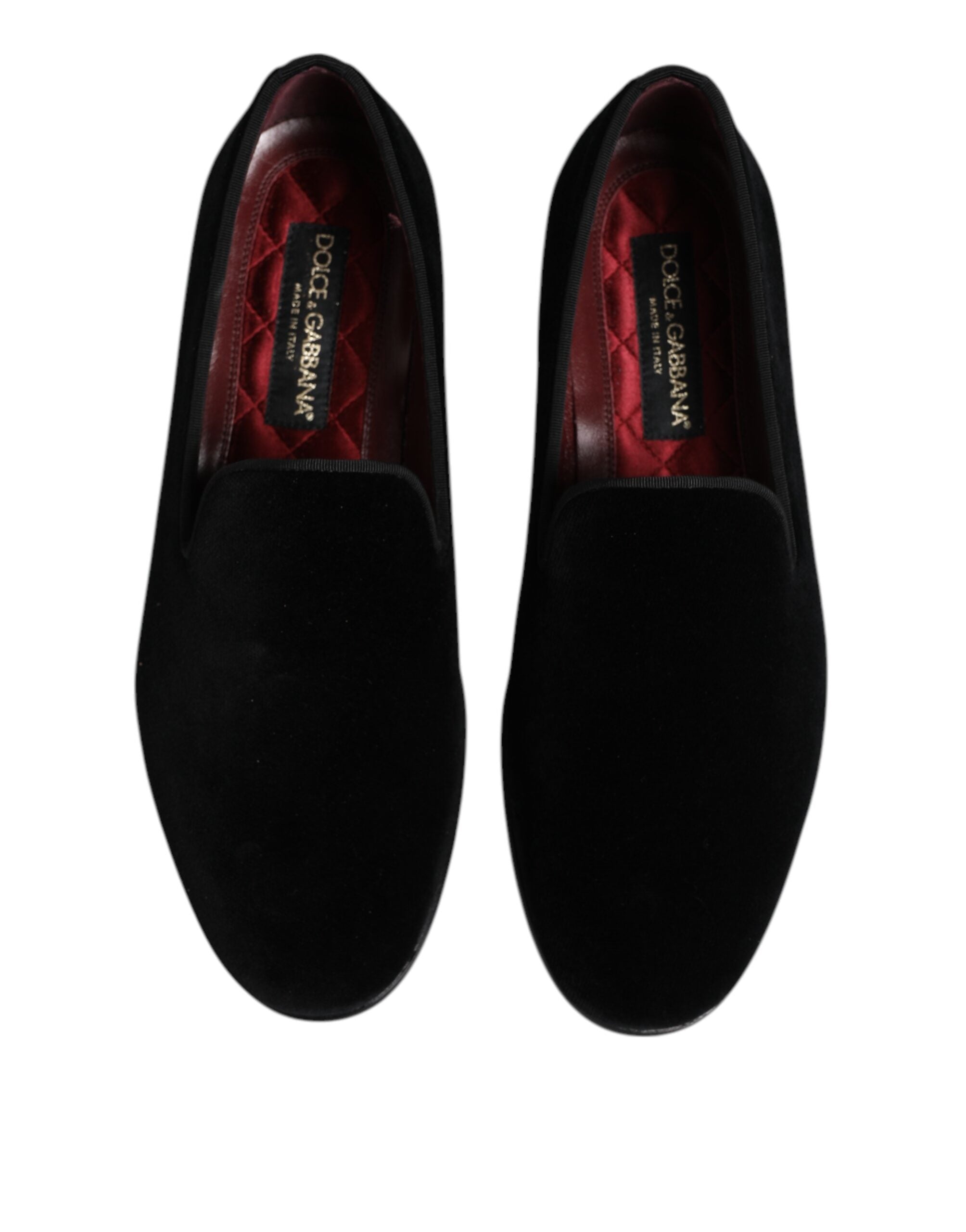 Dolce & Gabbana Black Velvet Slip-On Loafers Formal Shoes-3