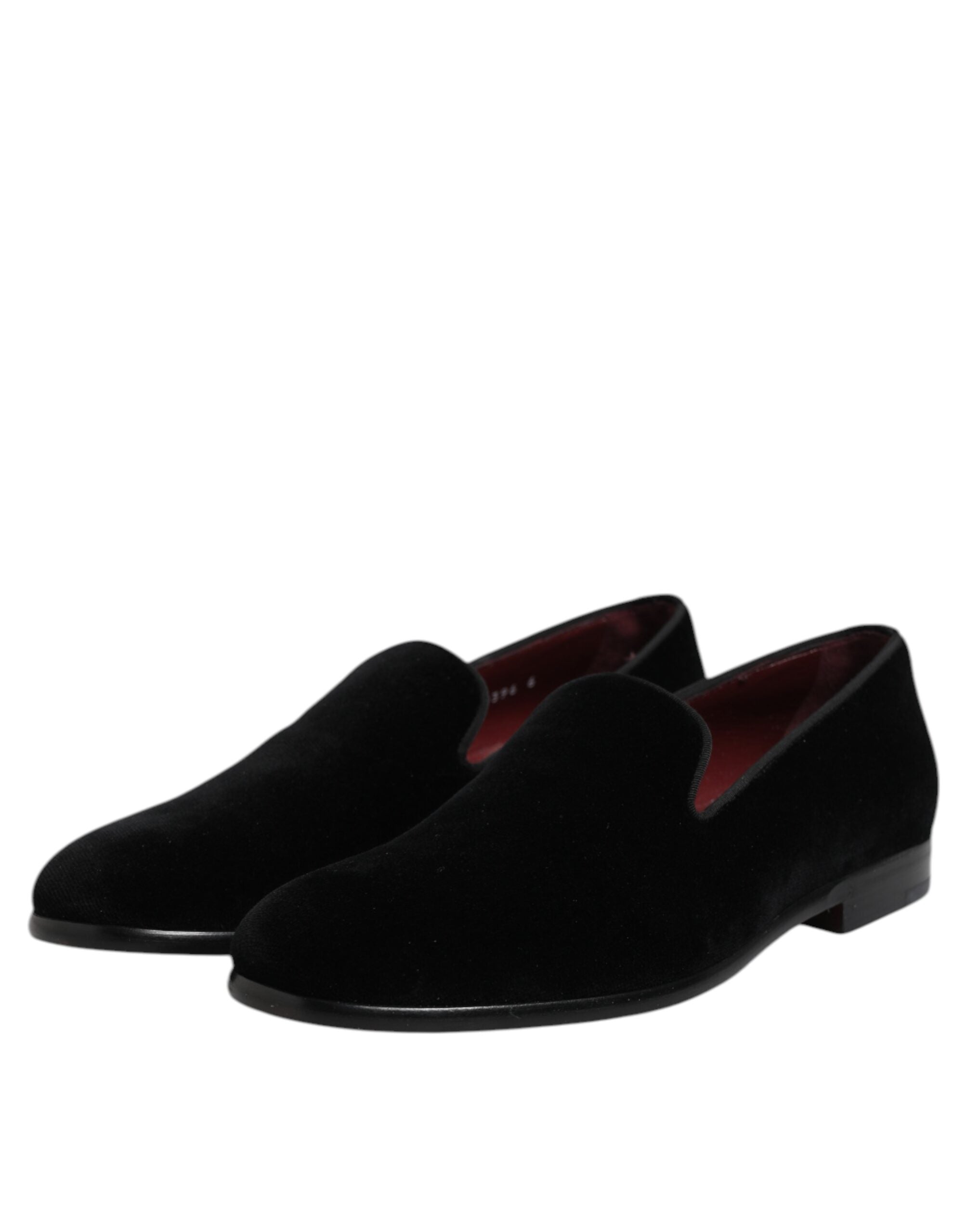 Dolce & Gabbana Black Velvet Slip-On Loafers Formal Shoes-4