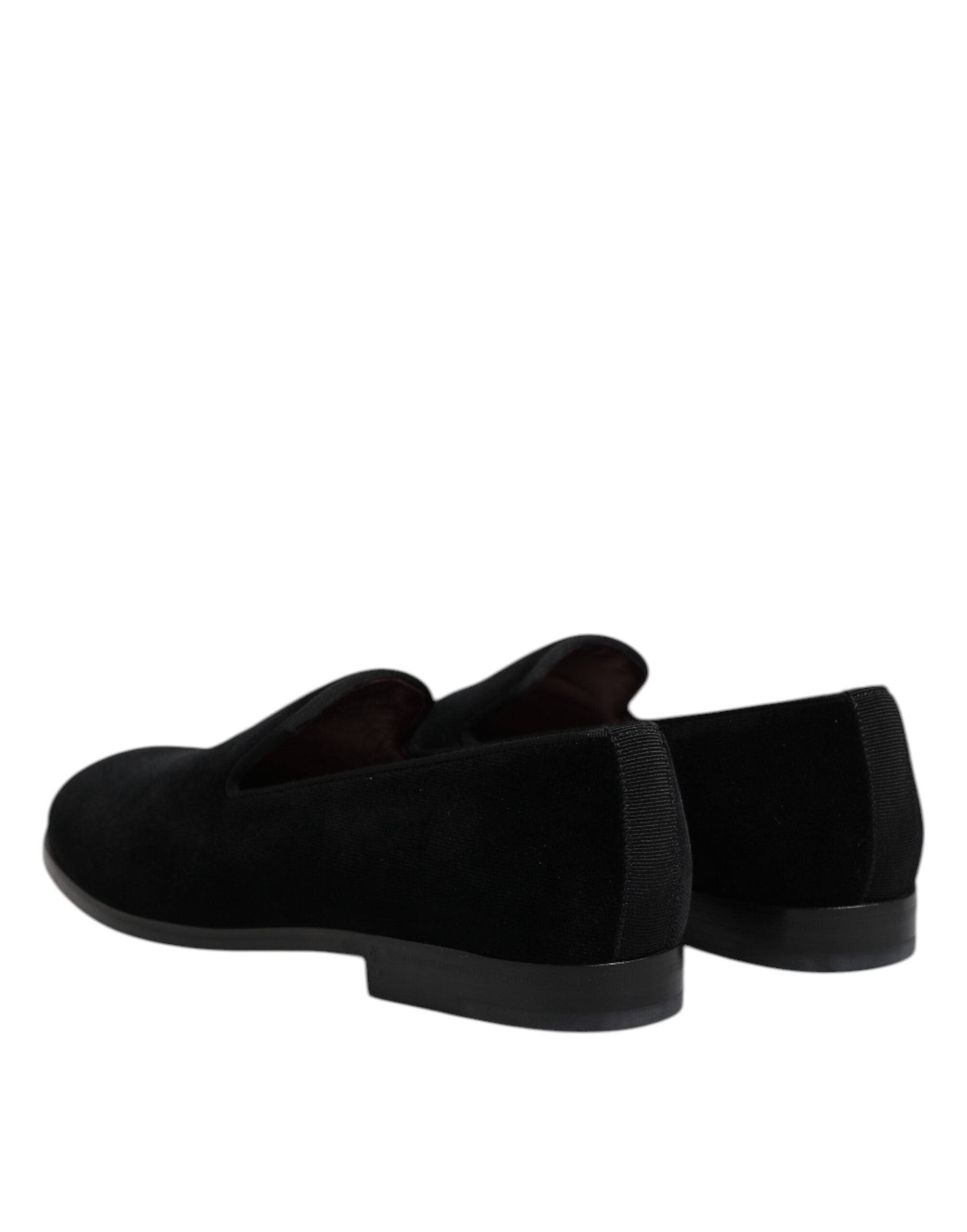 Dolce & Gabbana Black Velvet Slip-On Loafers Formal Shoes-5