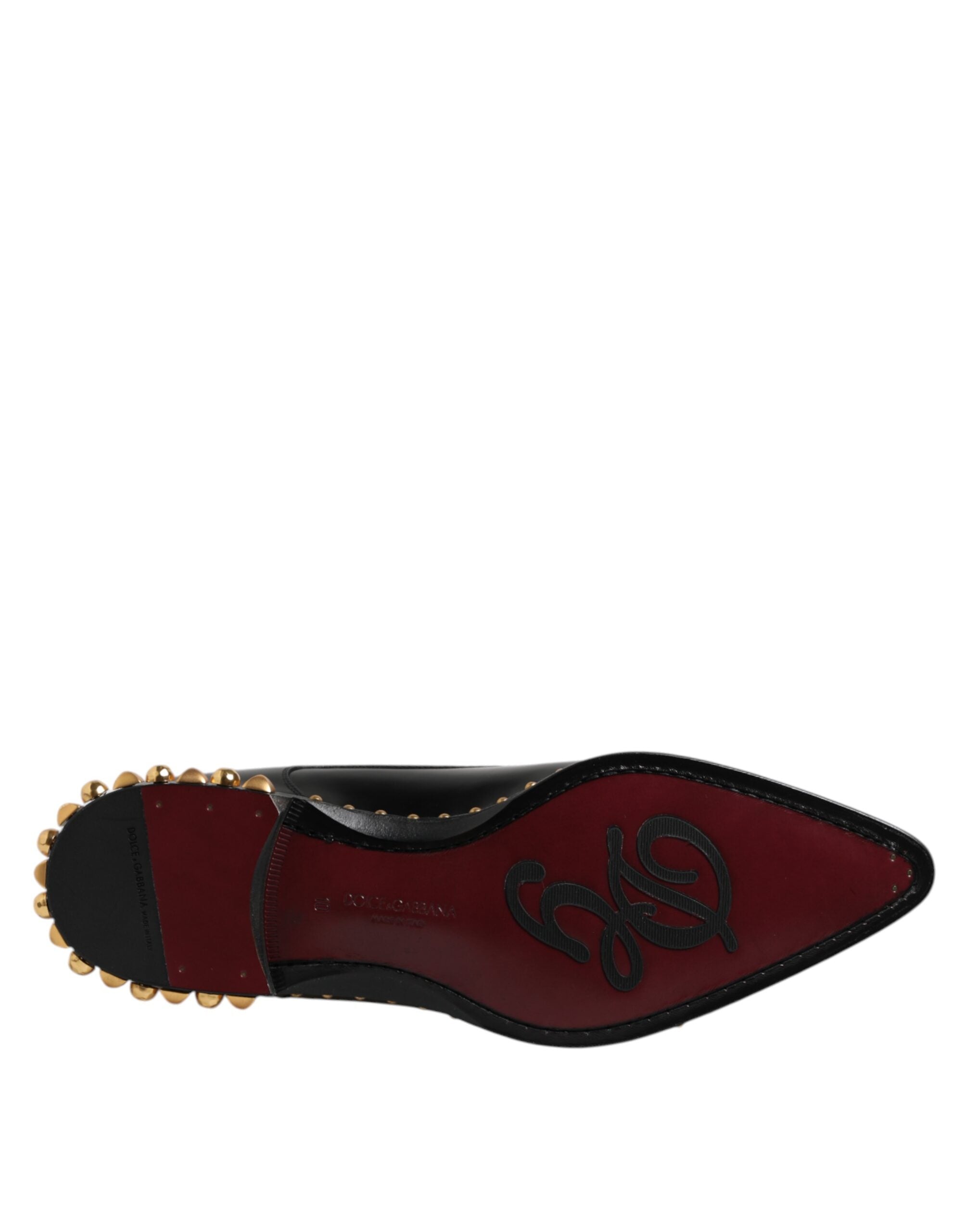 Zapatos de vestir Derby con tachuelas de cuero negro de Dolce & Gabbana para hombre-8
