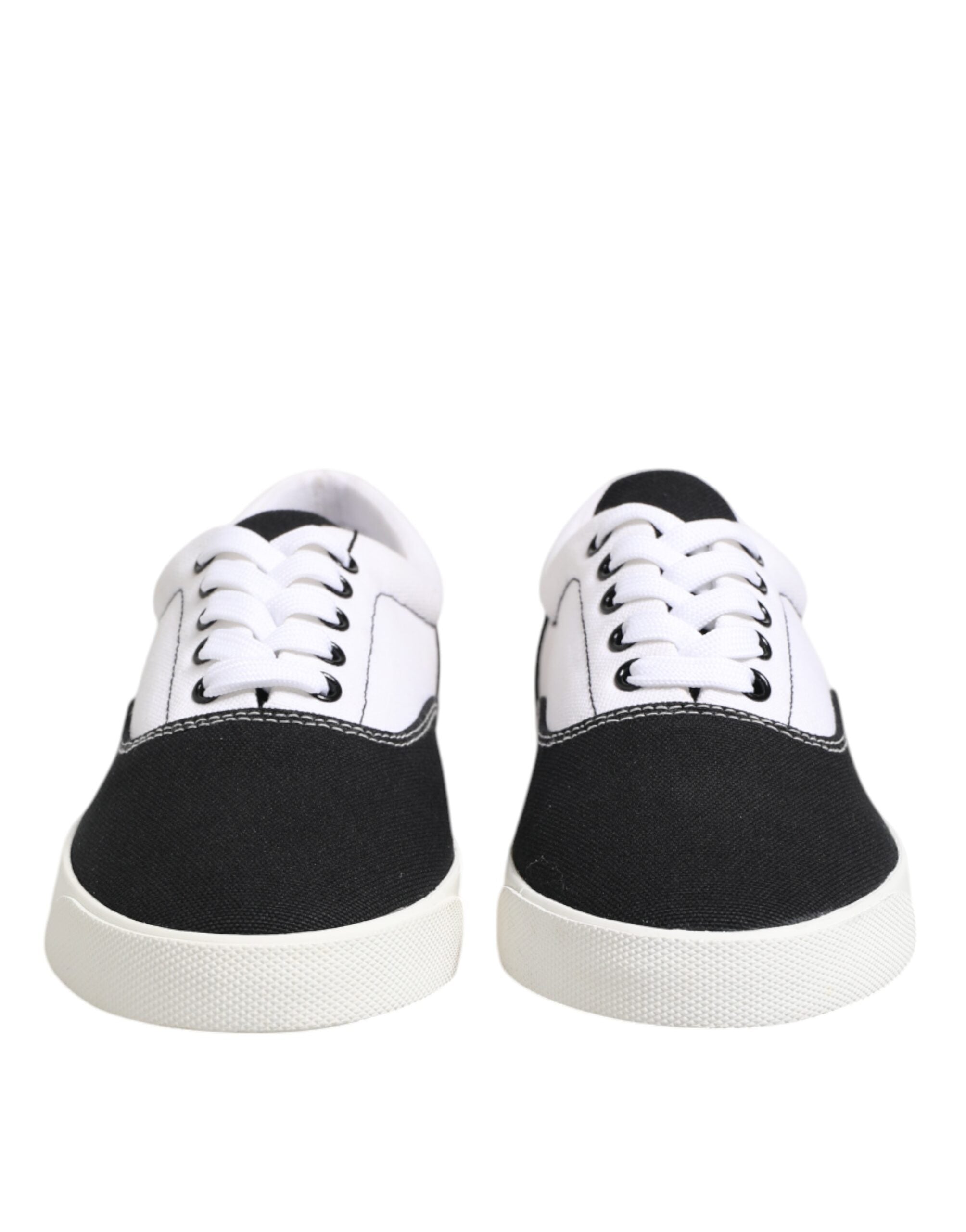 Dolce & Gabbana Black Cotton Canvas Lace Up Men's Sneakers Shoes-2