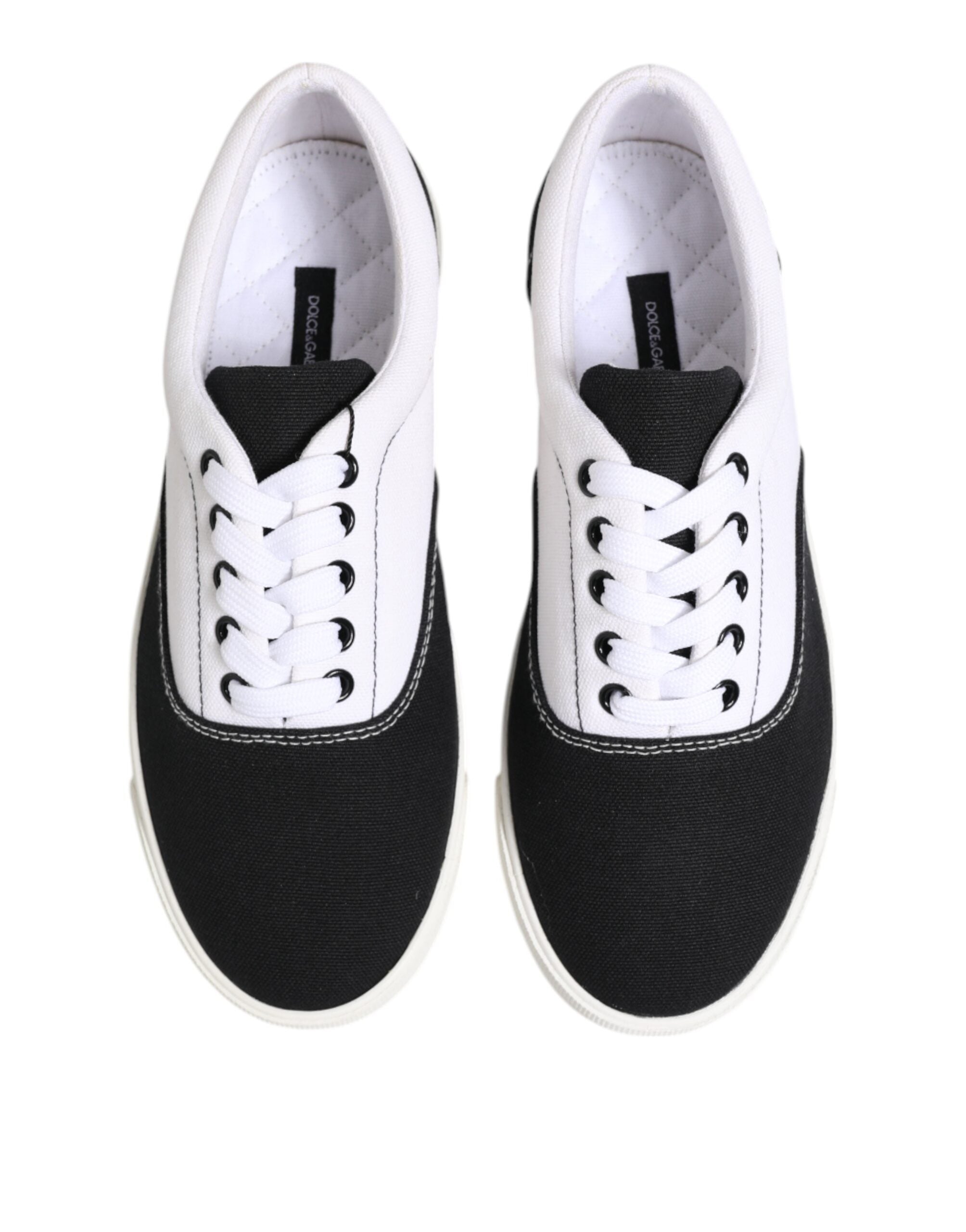Dolce & Gabbana Black Cotton Canvas Lace Up Men's Sneakers Shoes-3