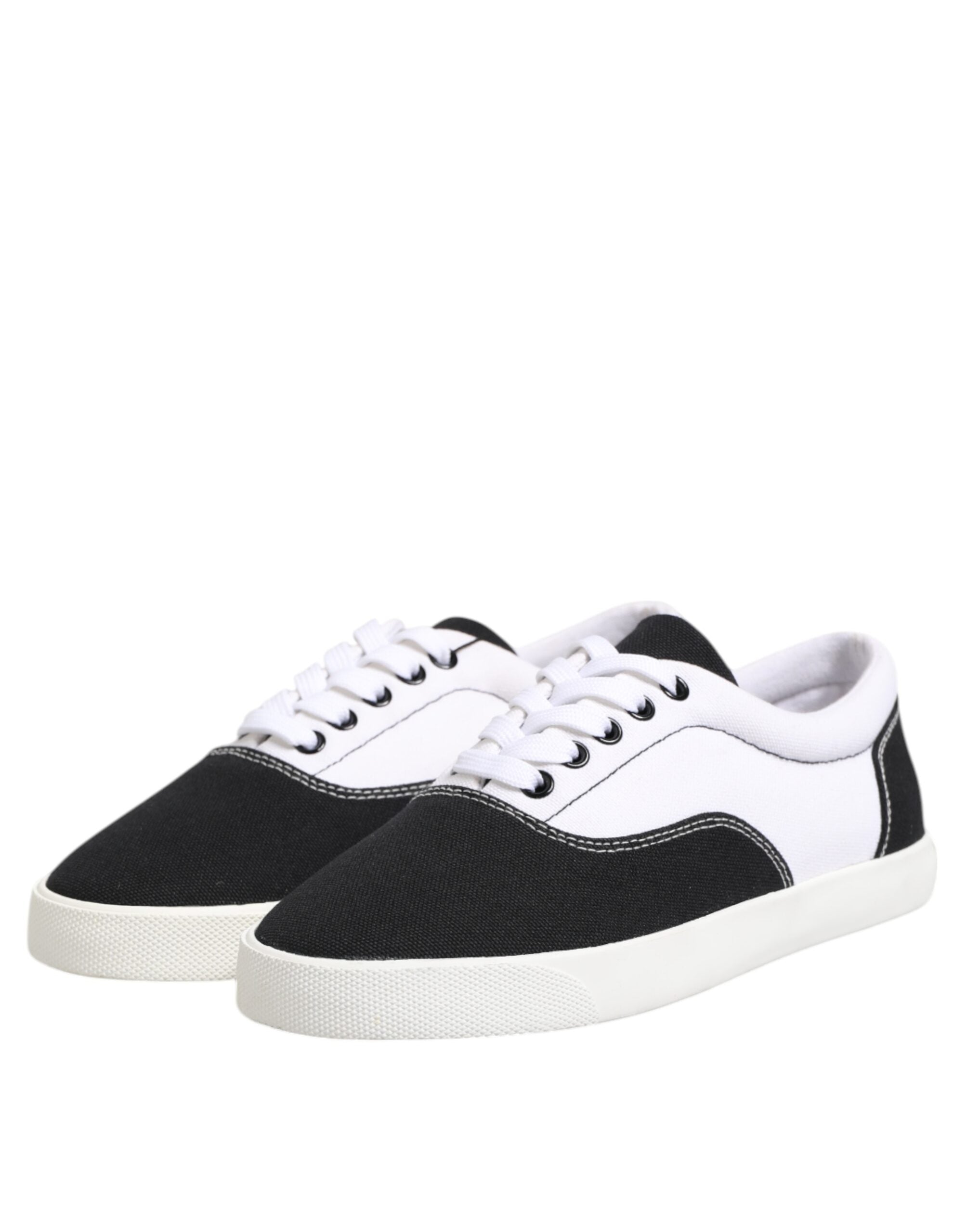 Dolce & Gabbana Black Cotton Canvas Lace Up Men's Sneakers Shoes-4
